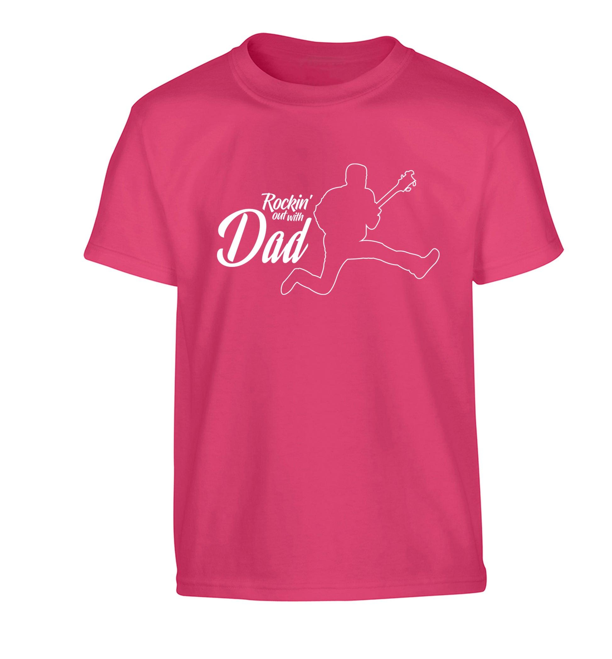 Rockin out with dad Children's pink Tshirt 12-13 Years