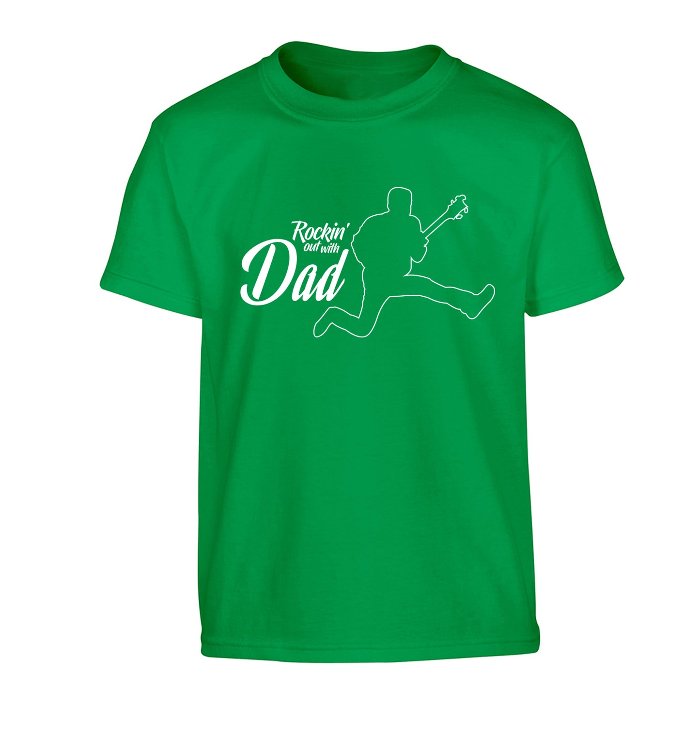 Rockin out with dad Children's green Tshirt 12-13 Years