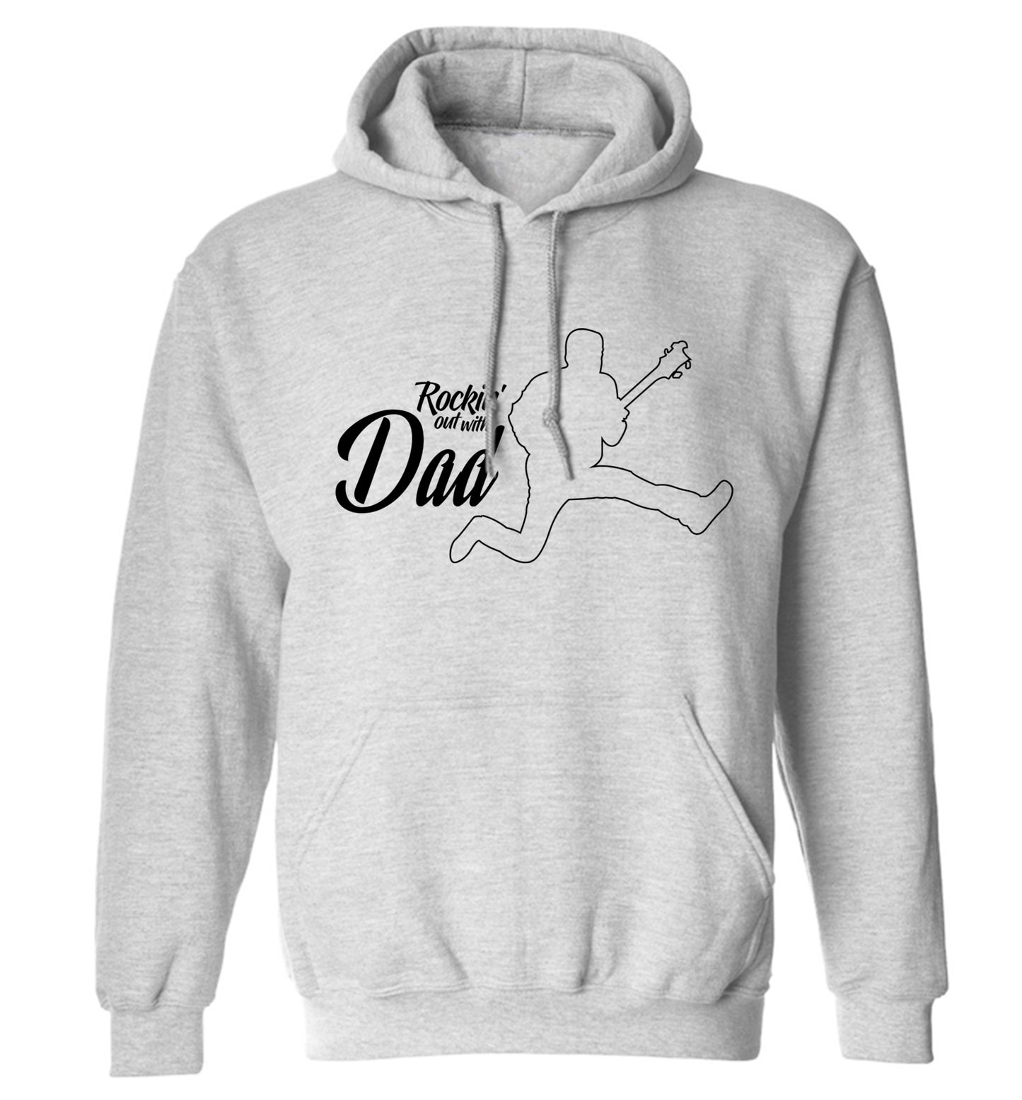 Rockin out with dad adults unisex grey hoodie 2XL