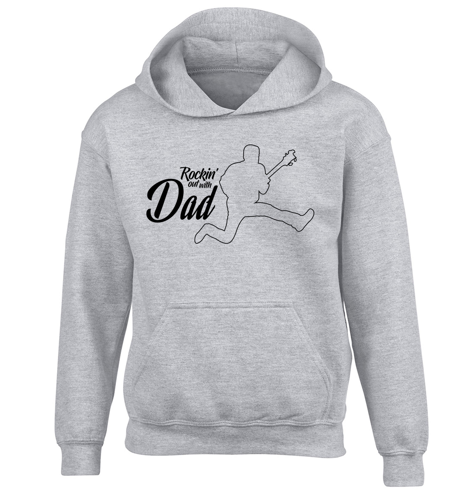 Rockin out with dad children's grey hoodie 12-13 Years