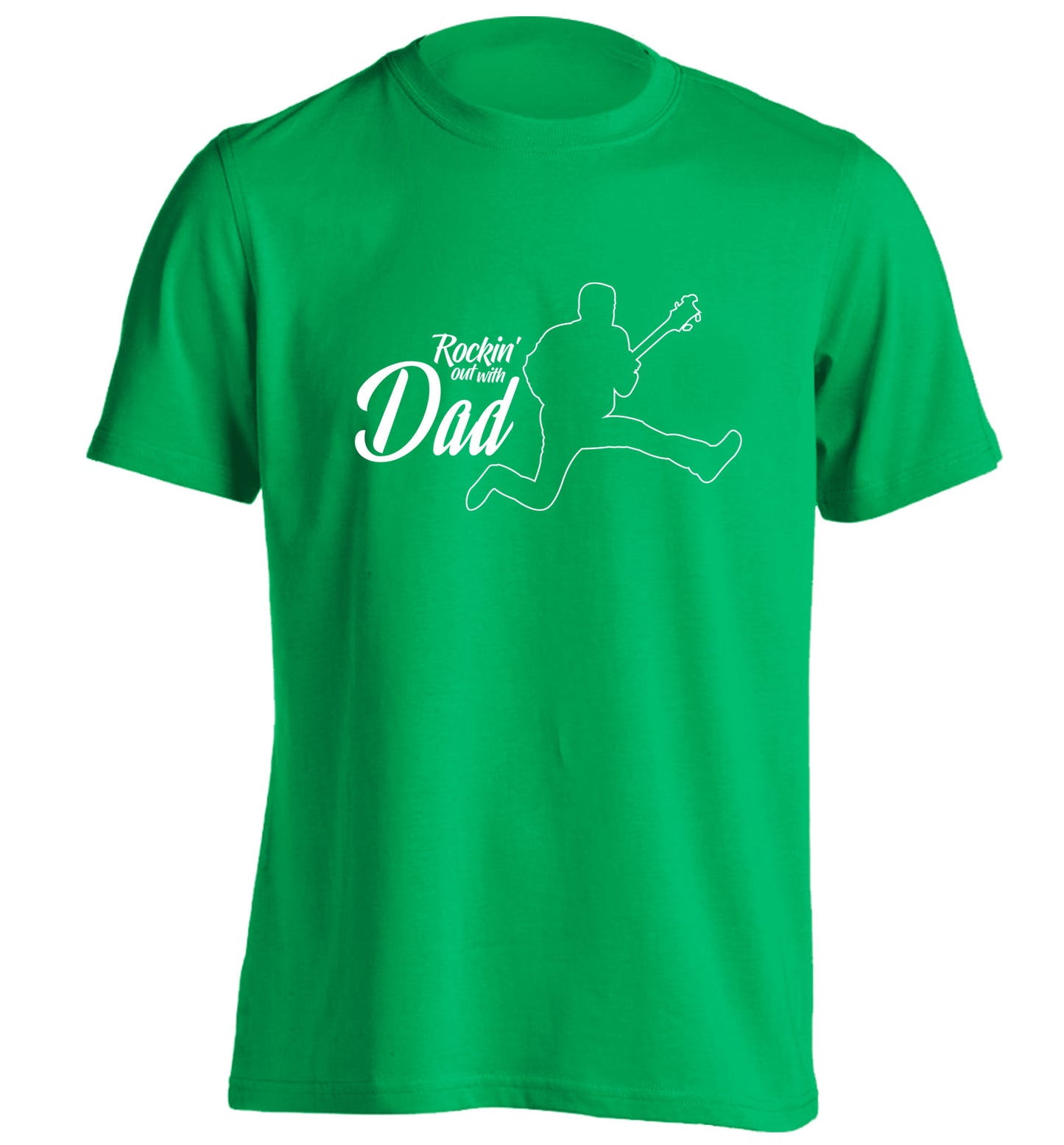 Rockin out with dad adults unisex green Tshirt 2XL