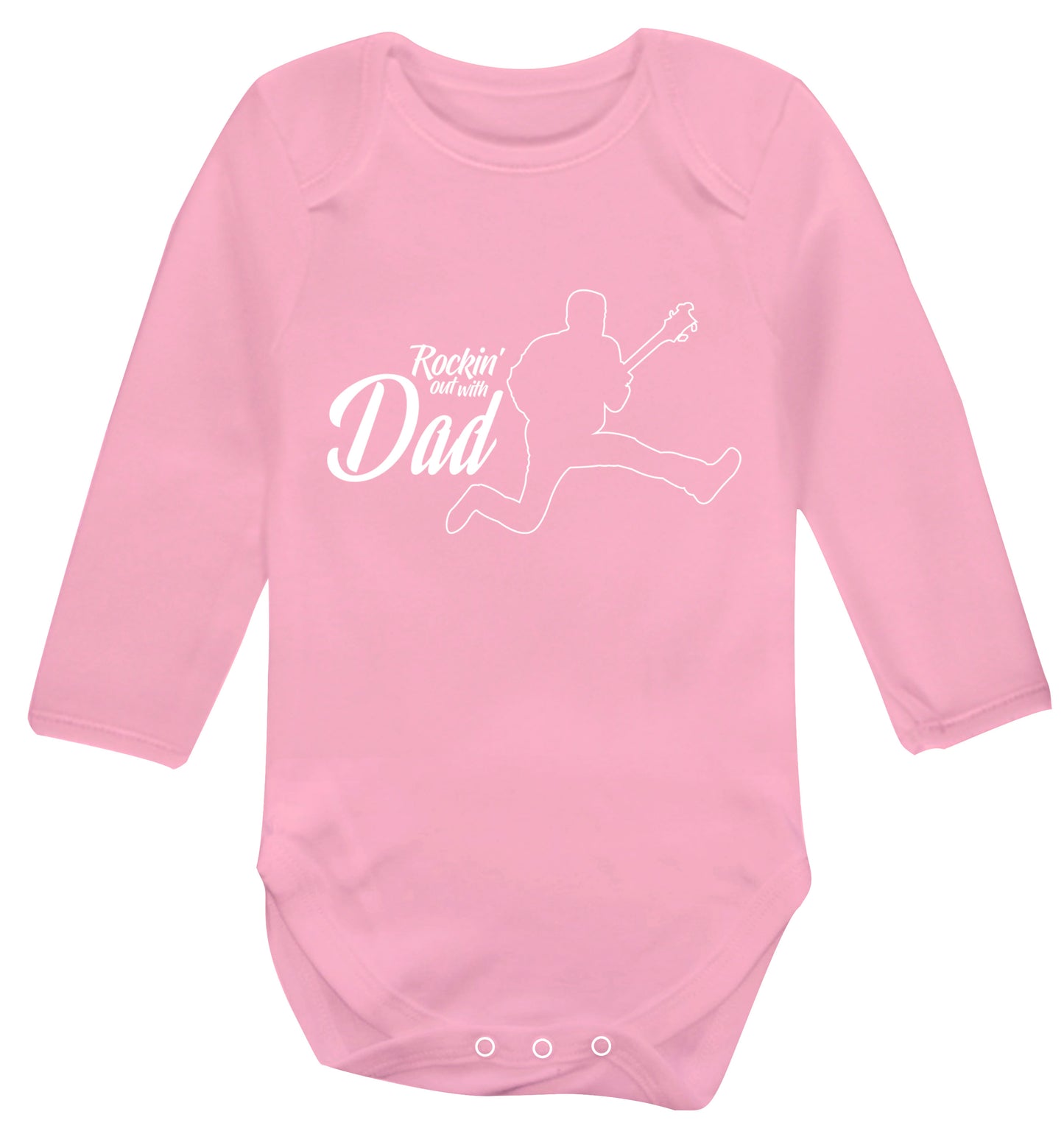 Rockin out with dad Baby Vest long sleeved pale pink 6-12 months