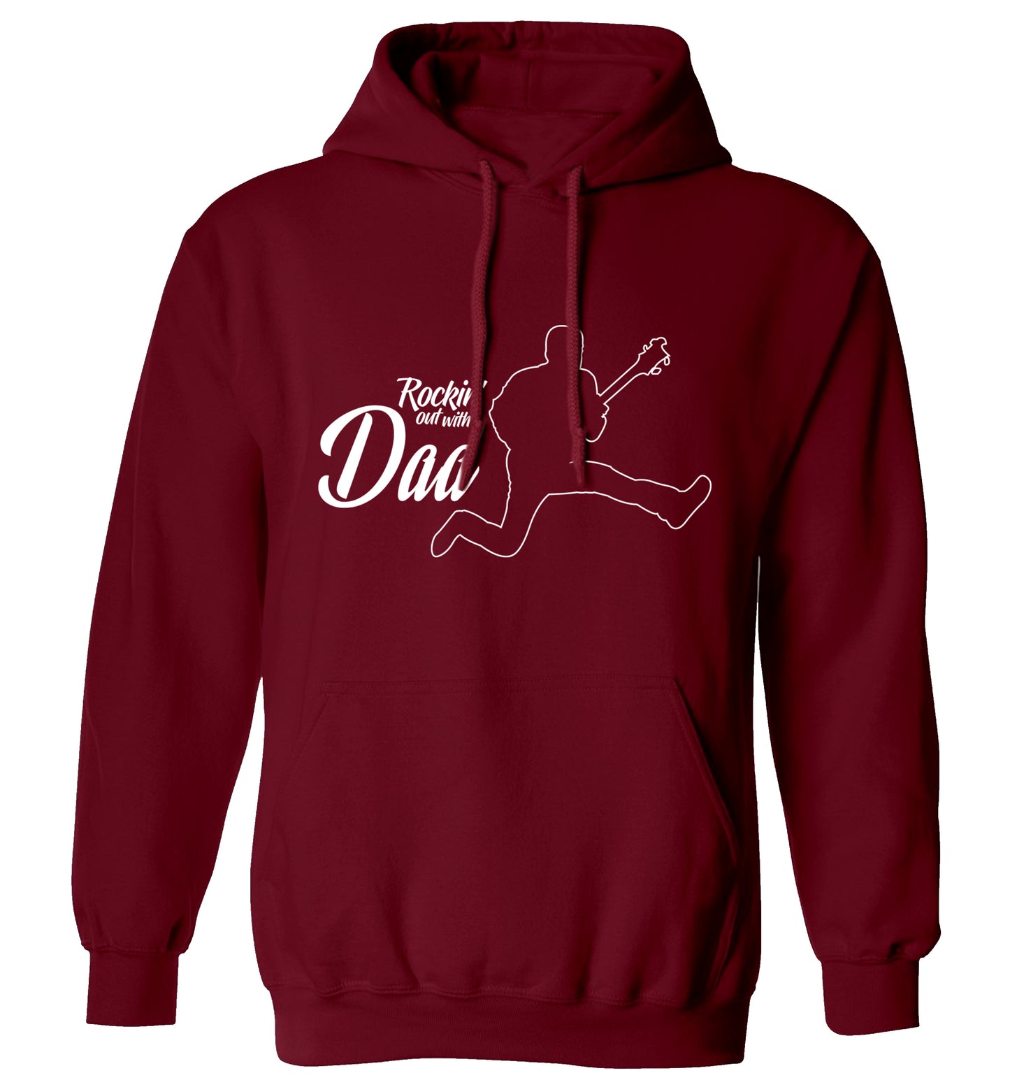 Rockin out with dad adults unisex maroon hoodie 2XL