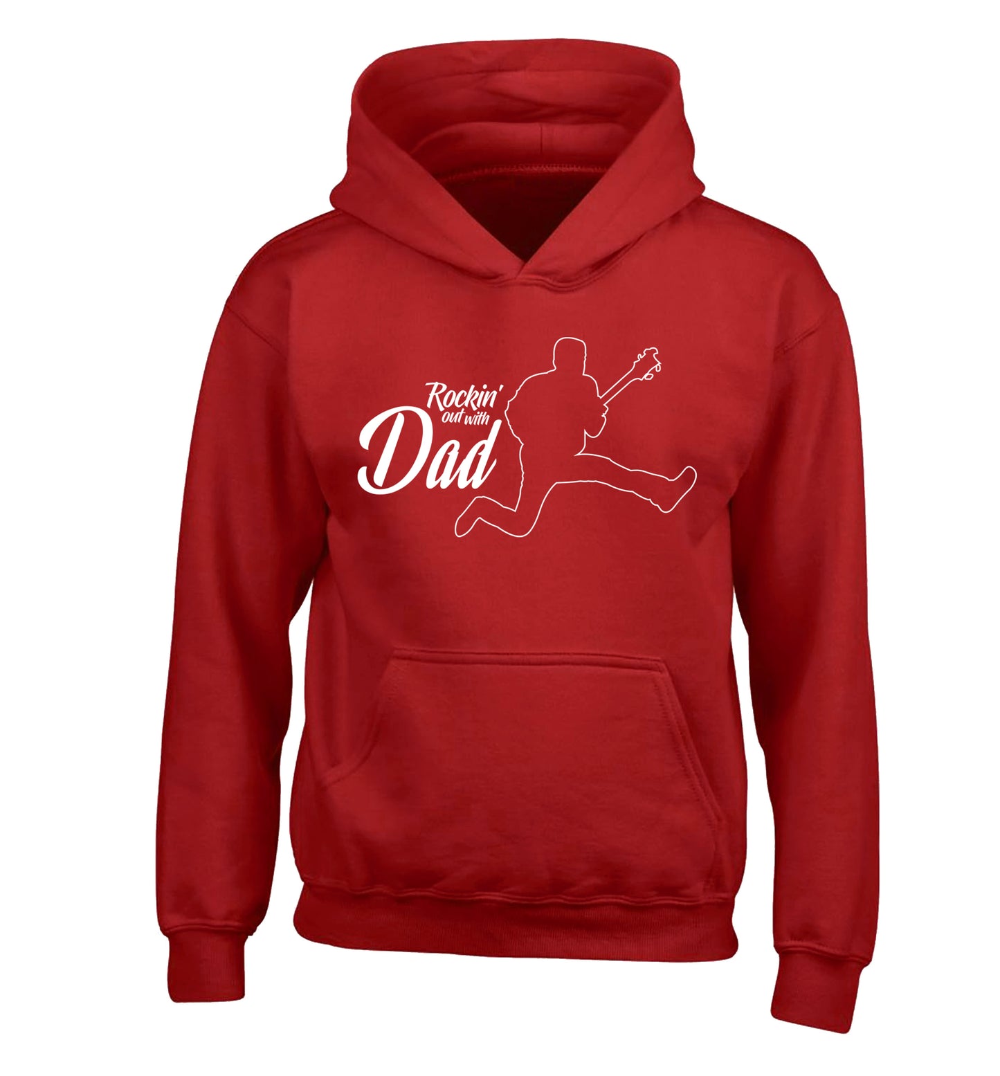 Rockin out with dad children's red hoodie 12-13 Years