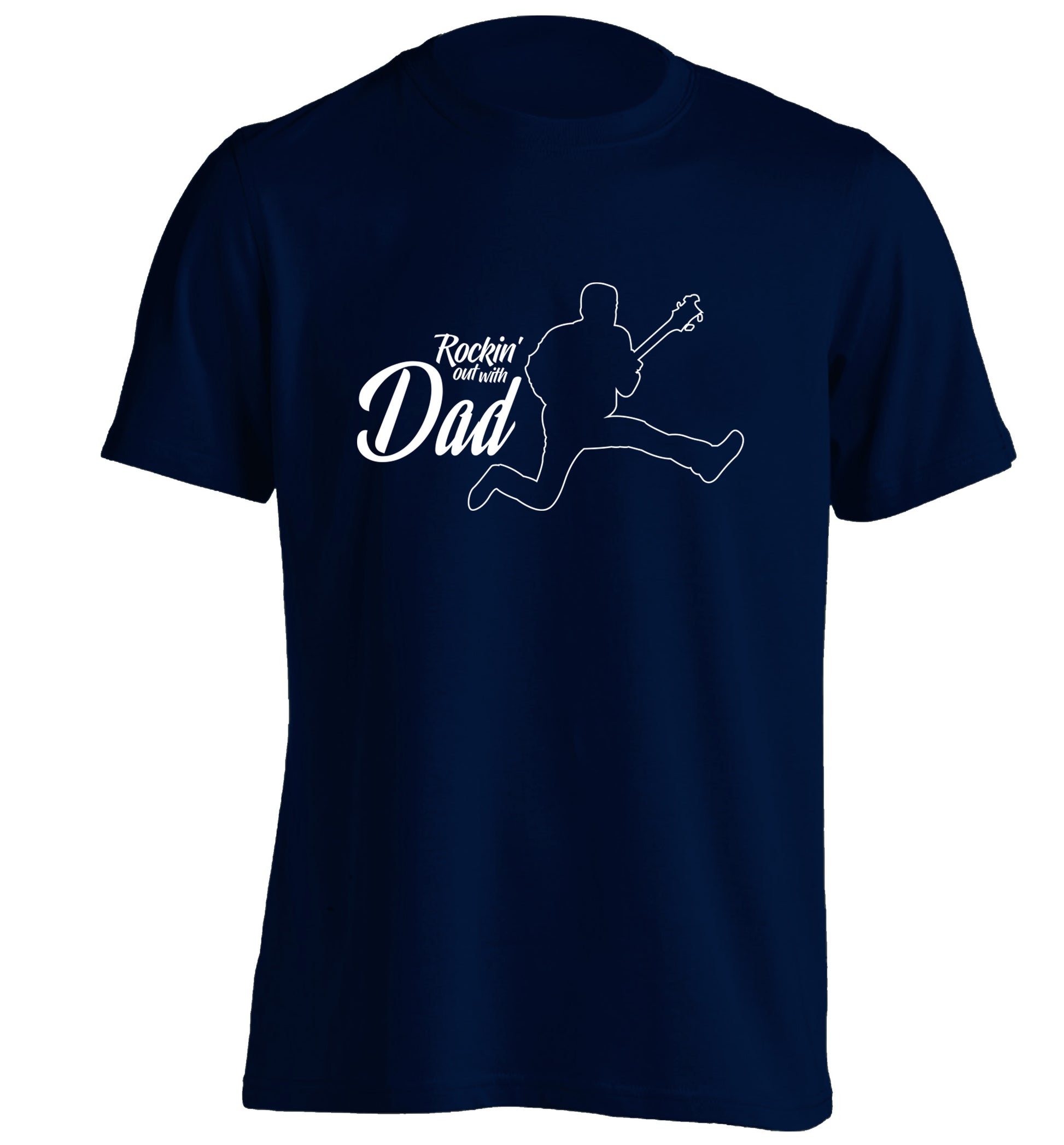 Rockin out with dad adults unisex navy Tshirt 2XL