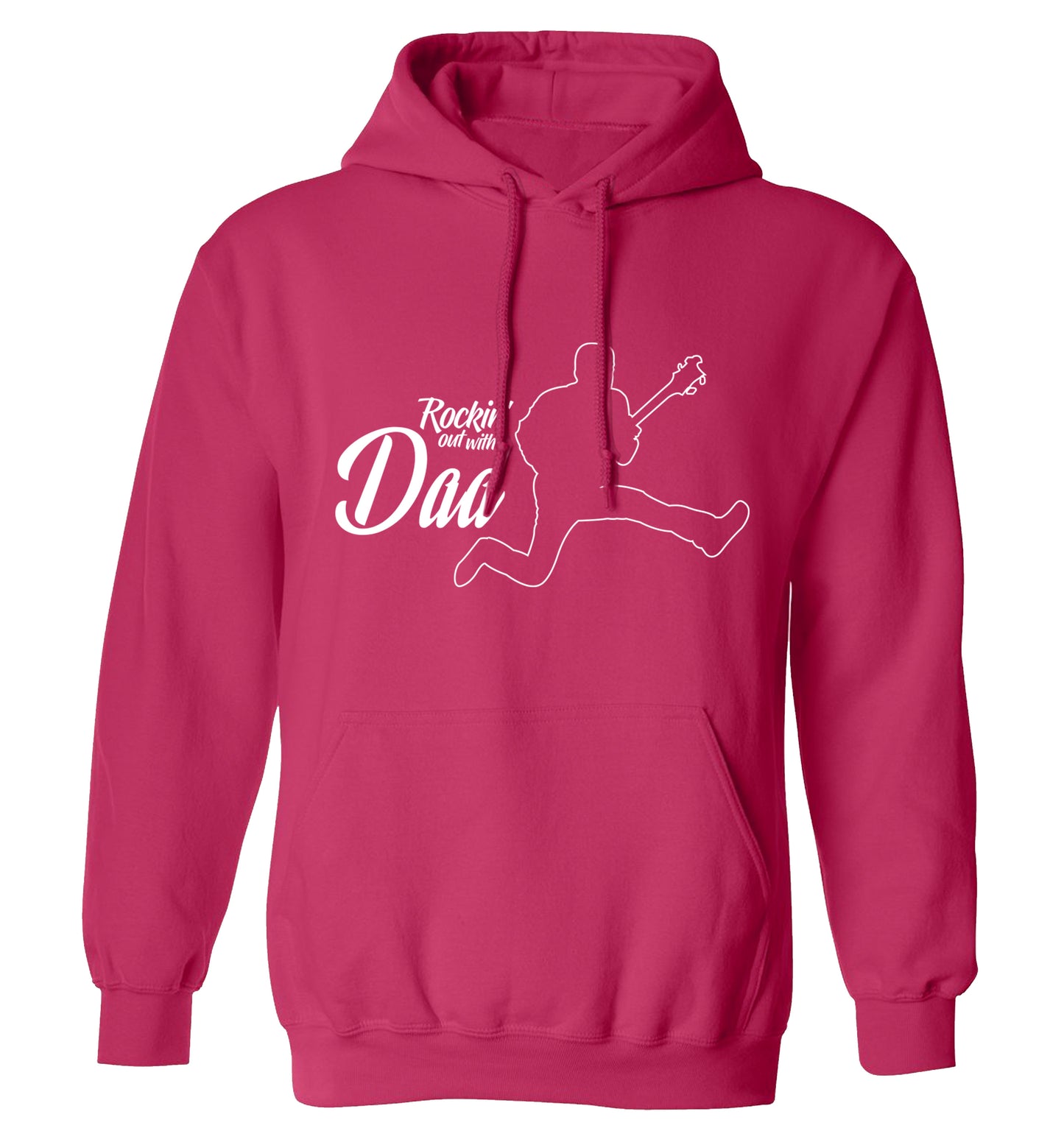 Rockin out with dad adults unisex pink hoodie 2XL