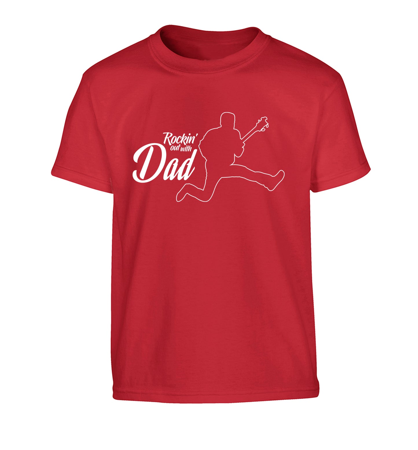 Rockin out with dad Children's red Tshirt 12-13 Years