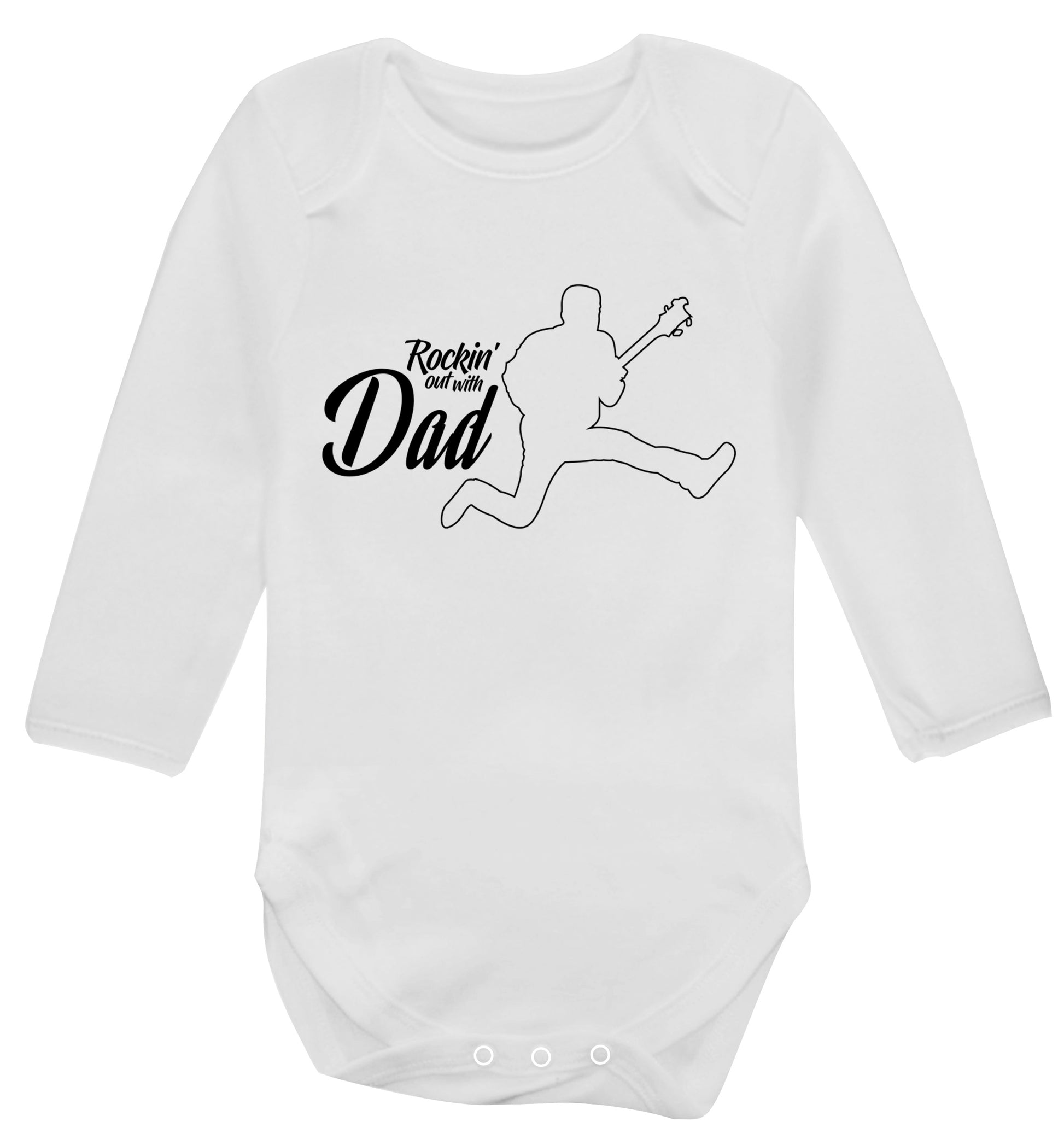 Rockin out with dad Baby Vest long sleeved white 6-12 months