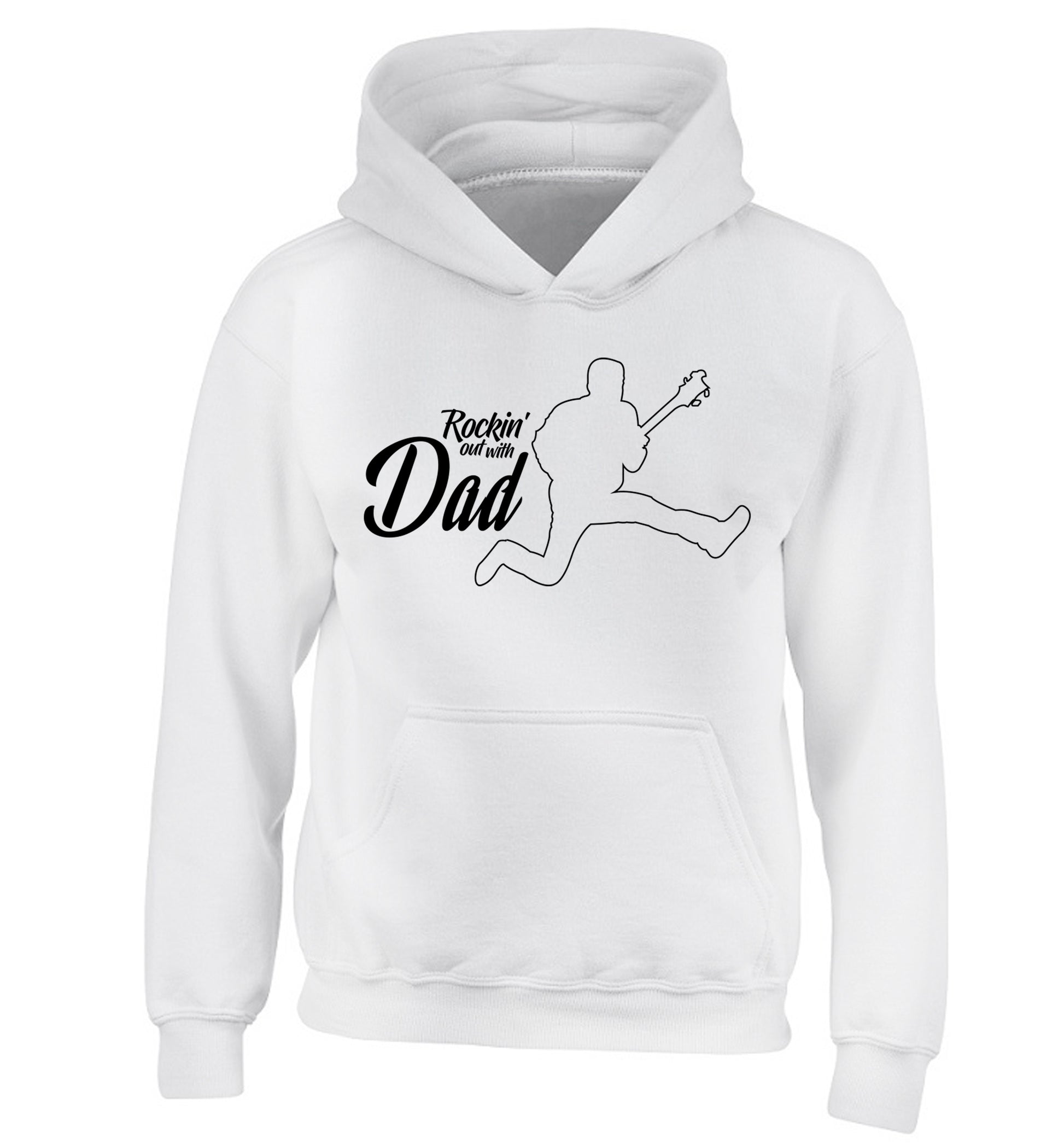 Rockin out with dad children's white hoodie 12-13 Years