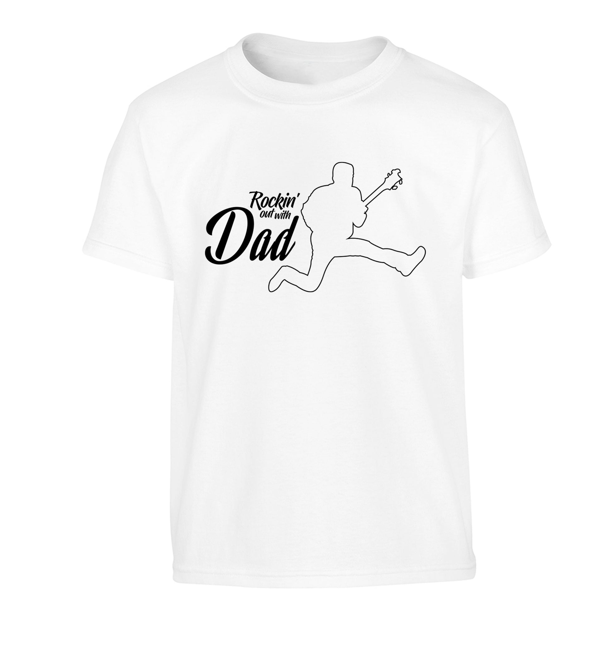 Rockin out with dad Children's white Tshirt 12-13 Years