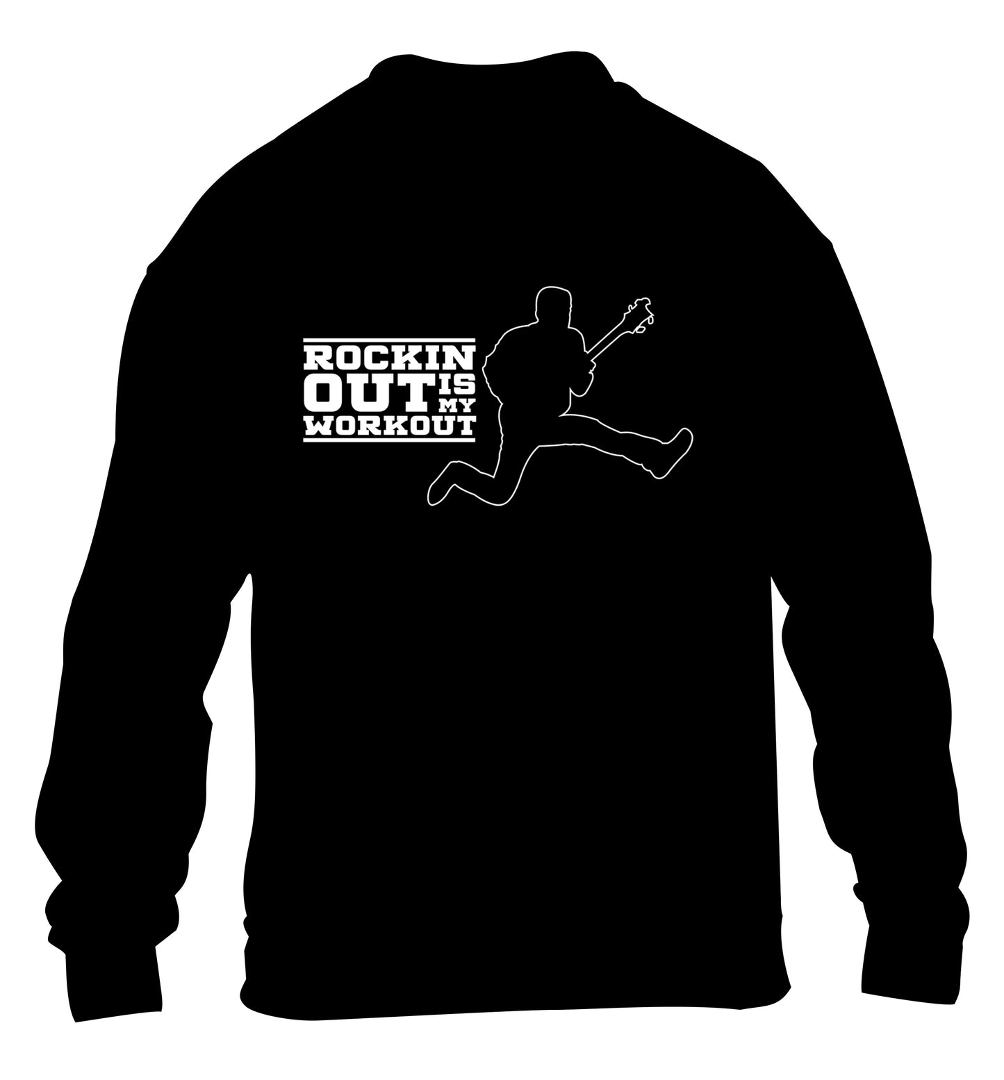 Rockin out is my workout children's black sweater 12-13 Years