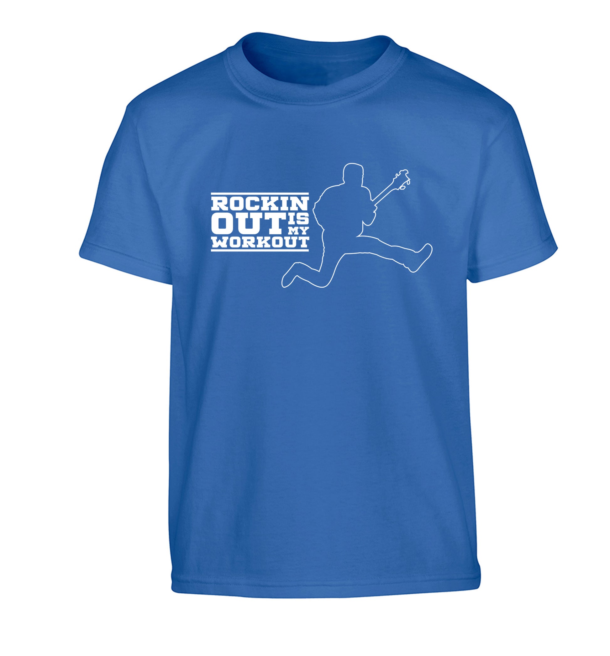 Rockin out is my workout Children's blue Tshirt 12-13 Years