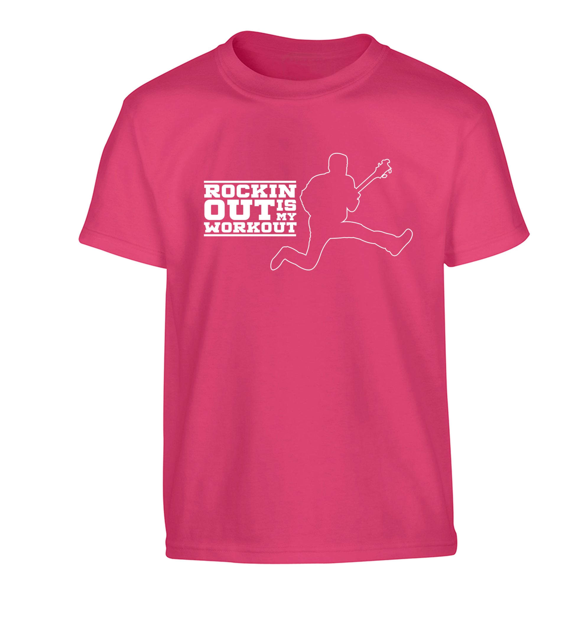 Rockin out is my workout Children's pink Tshirt 12-13 Years