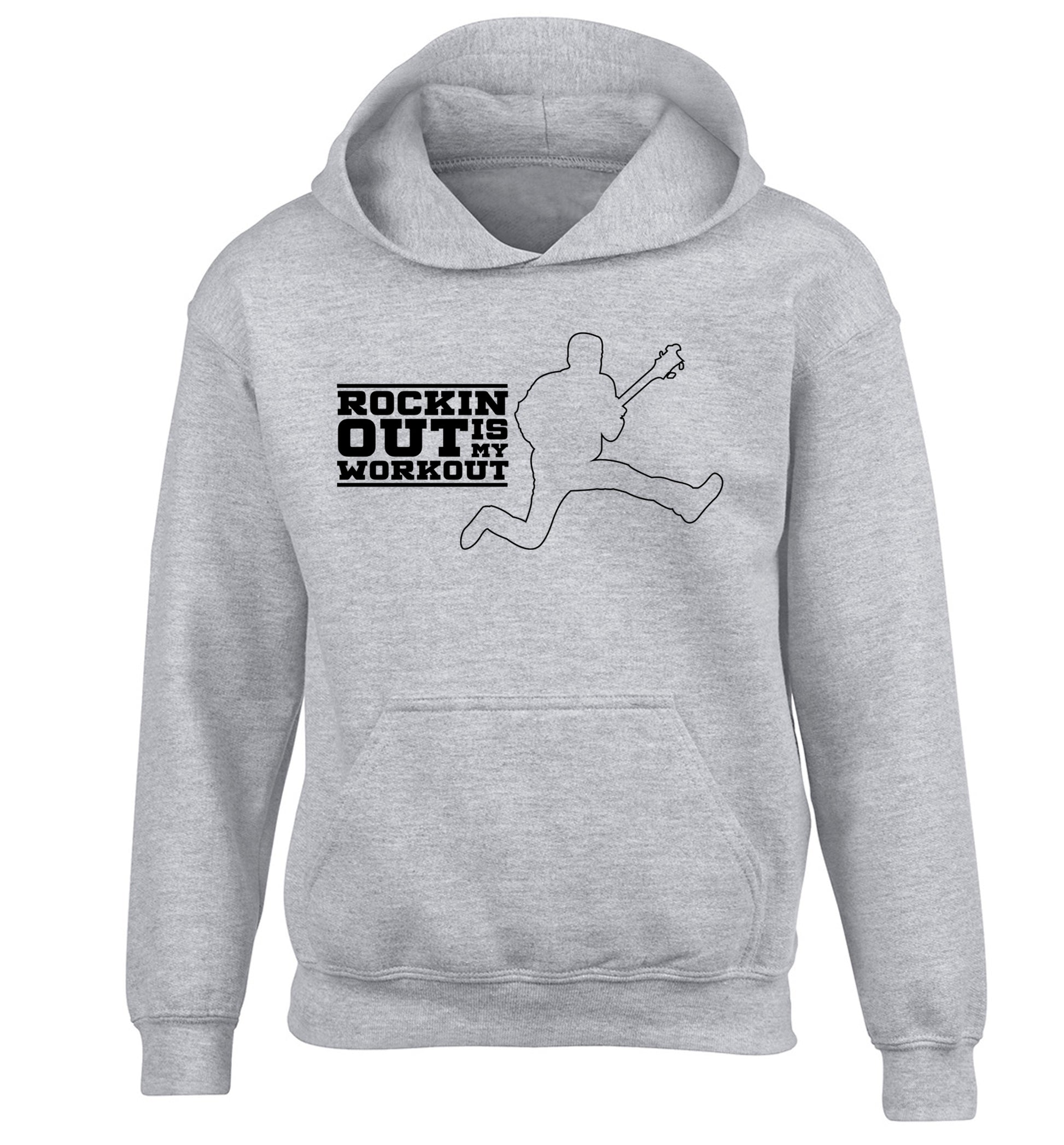Rockin out is my workout children's grey hoodie 12-13 Years