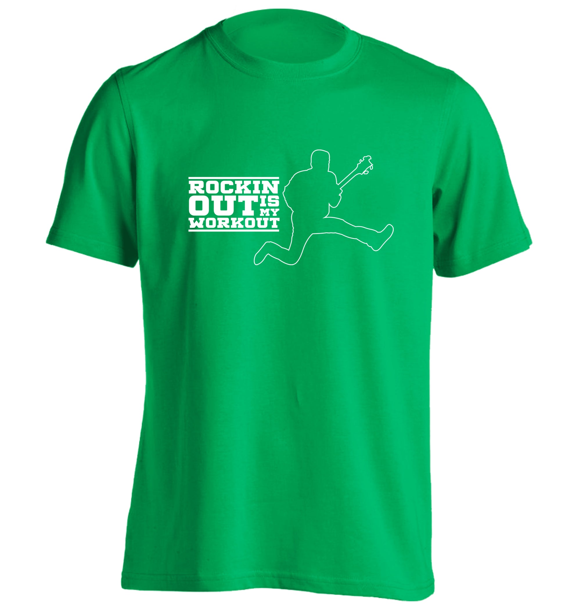 Rockin out is my workout adults unisex green Tshirt 2XL