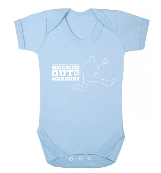 Rockin out is my workout Baby Vest pale blue 18-24 months