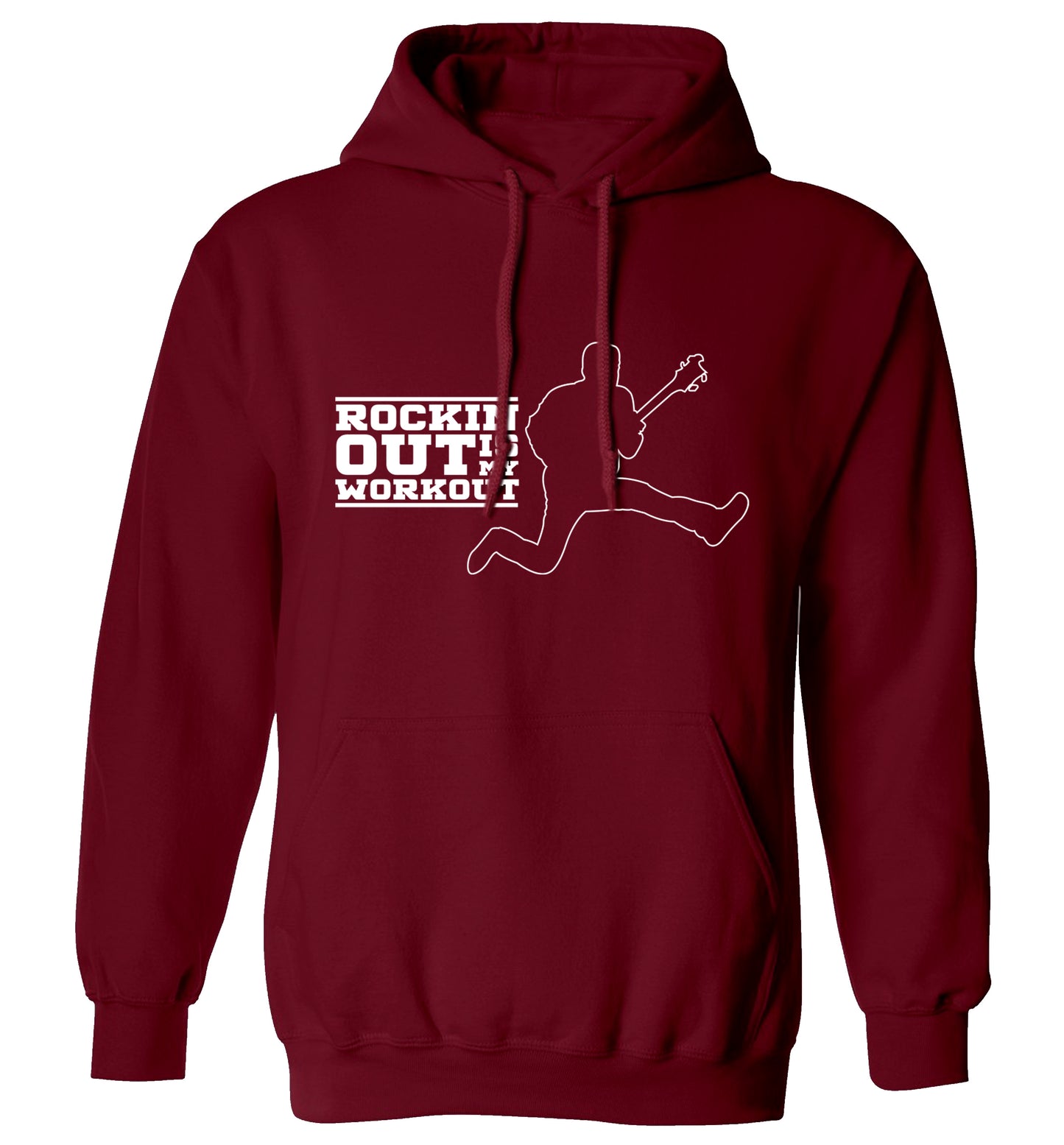 Rockin out is my workout adults unisex maroon hoodie 2XL