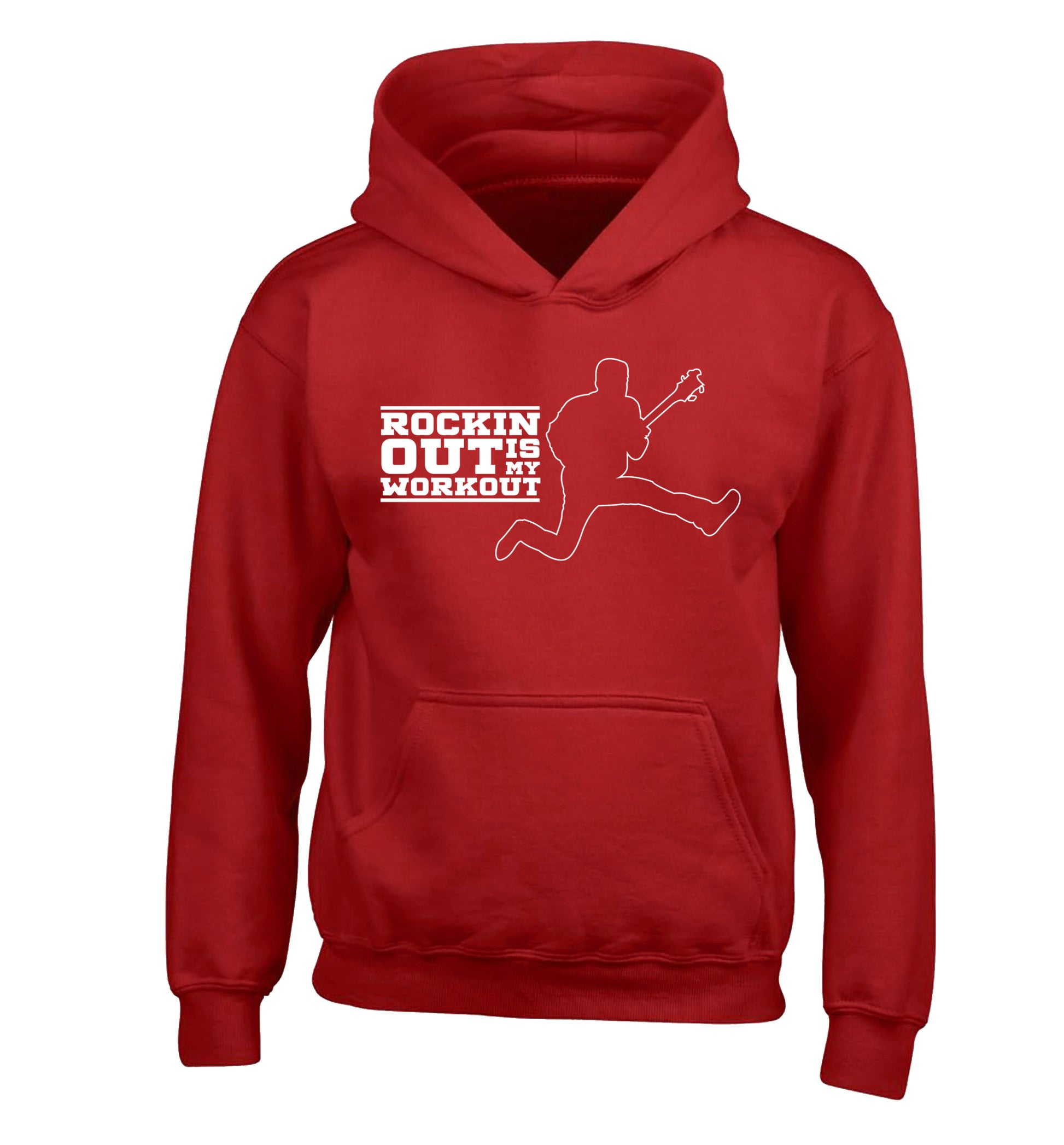 Rockin out is my workout children's red hoodie 12-13 Years