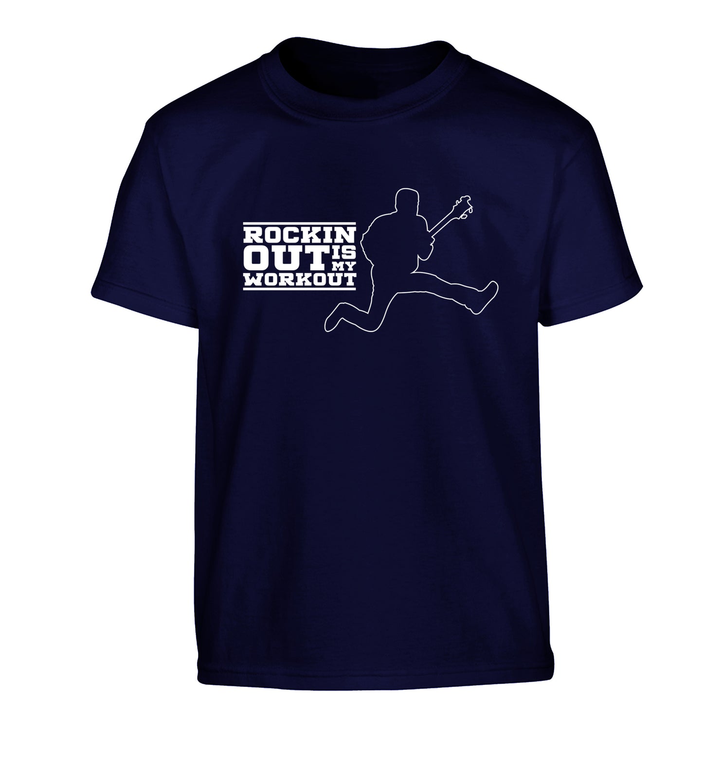 Rockin out is my workout Children's navy Tshirt 12-13 Years