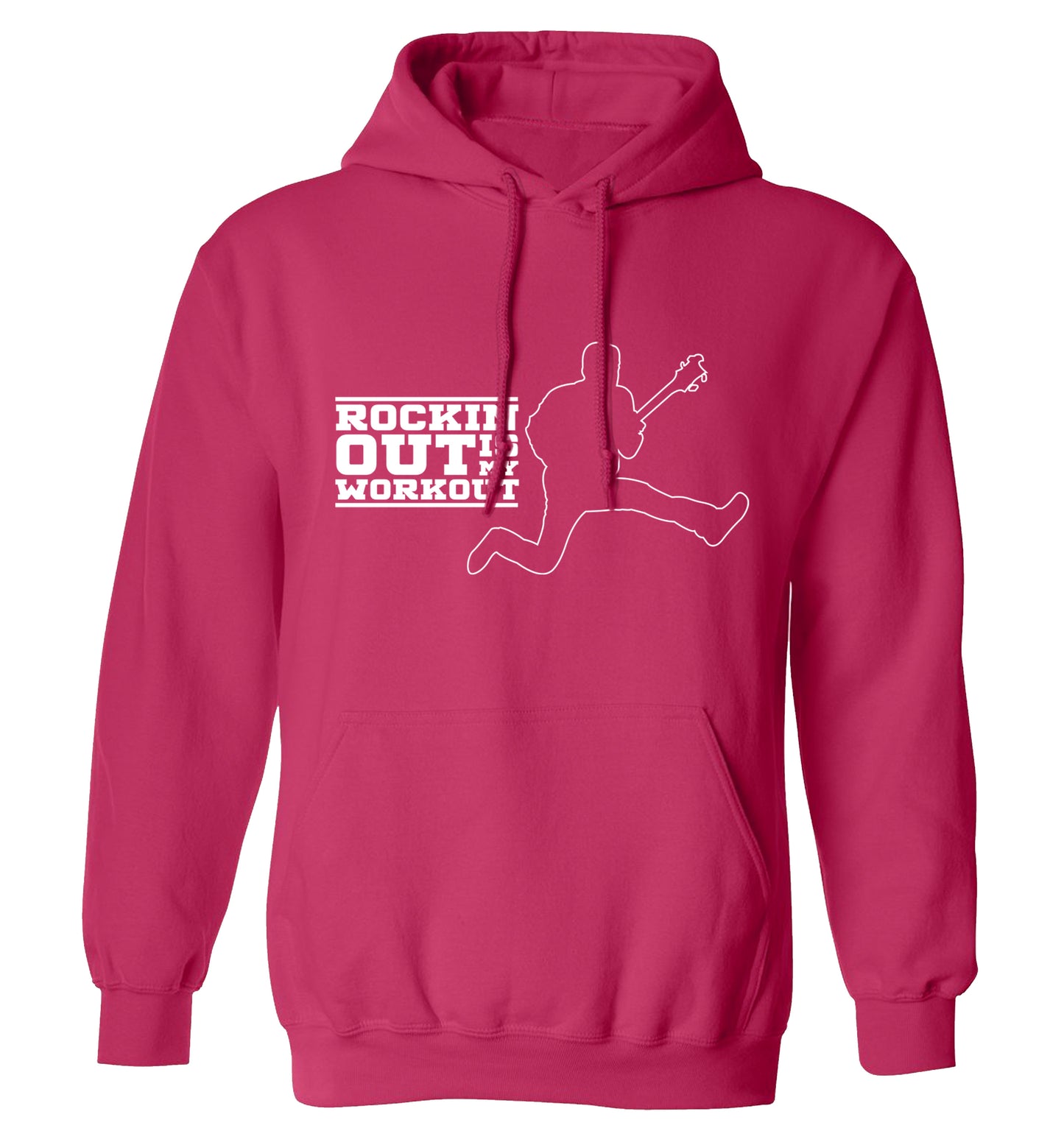 Rockin out is my workout adults unisex pink hoodie 2XL