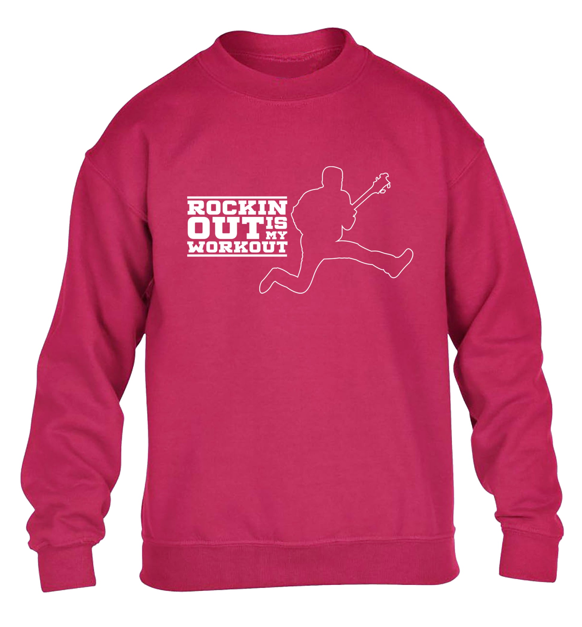 Rockin out is my workout children's pink sweater 12-13 Years