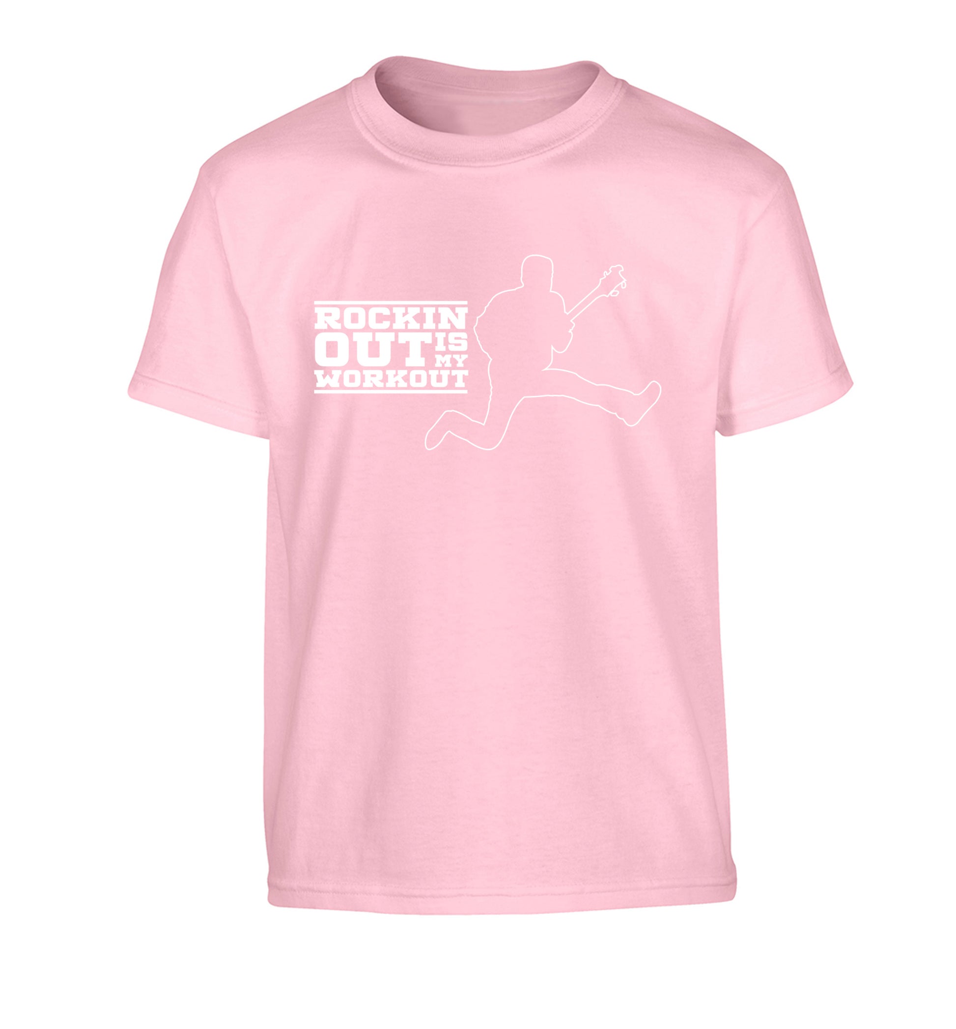 Rockin out is my workout Children's light pink Tshirt 12-13 Years