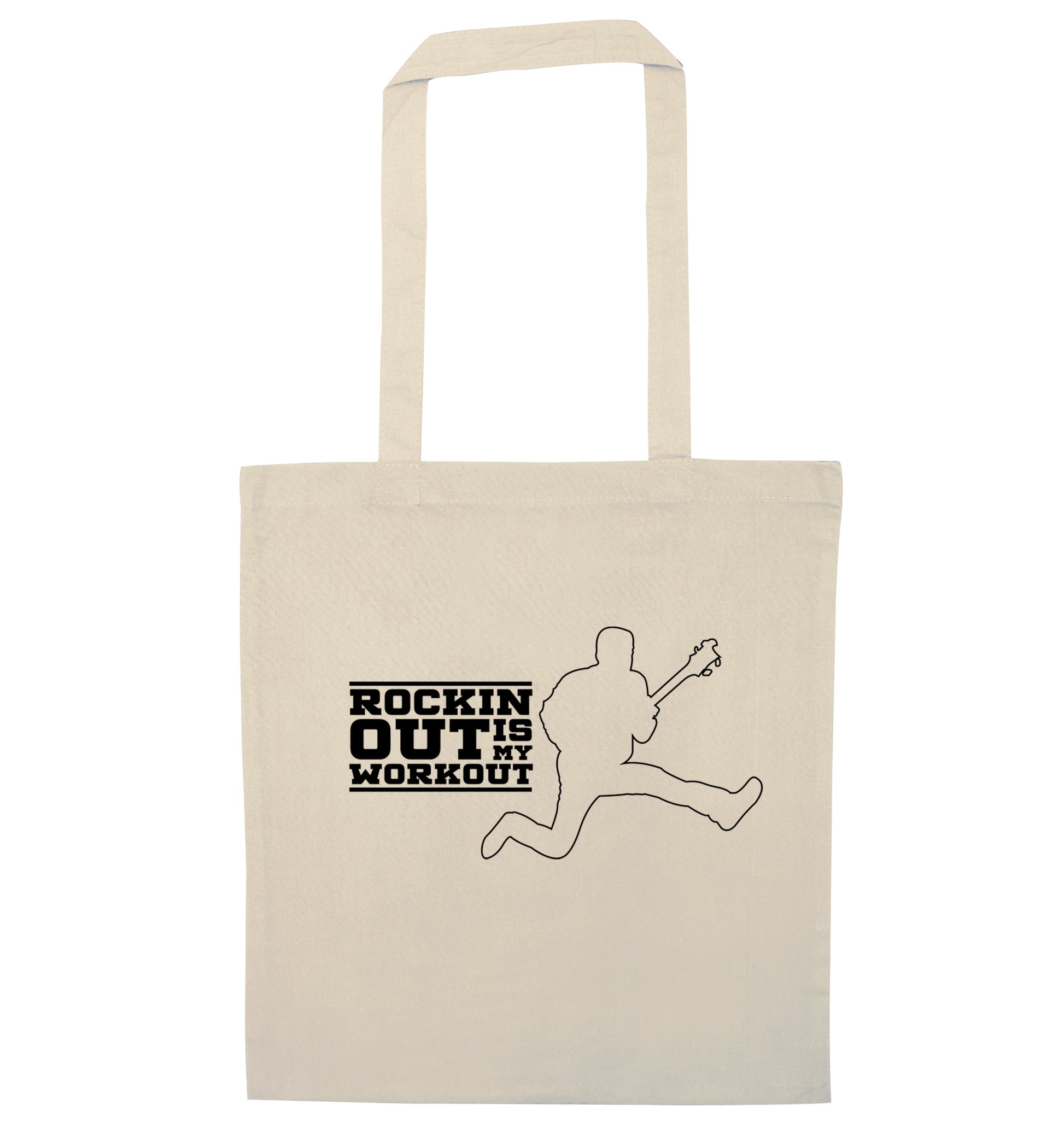 Rockin out is my workout natural tote bag