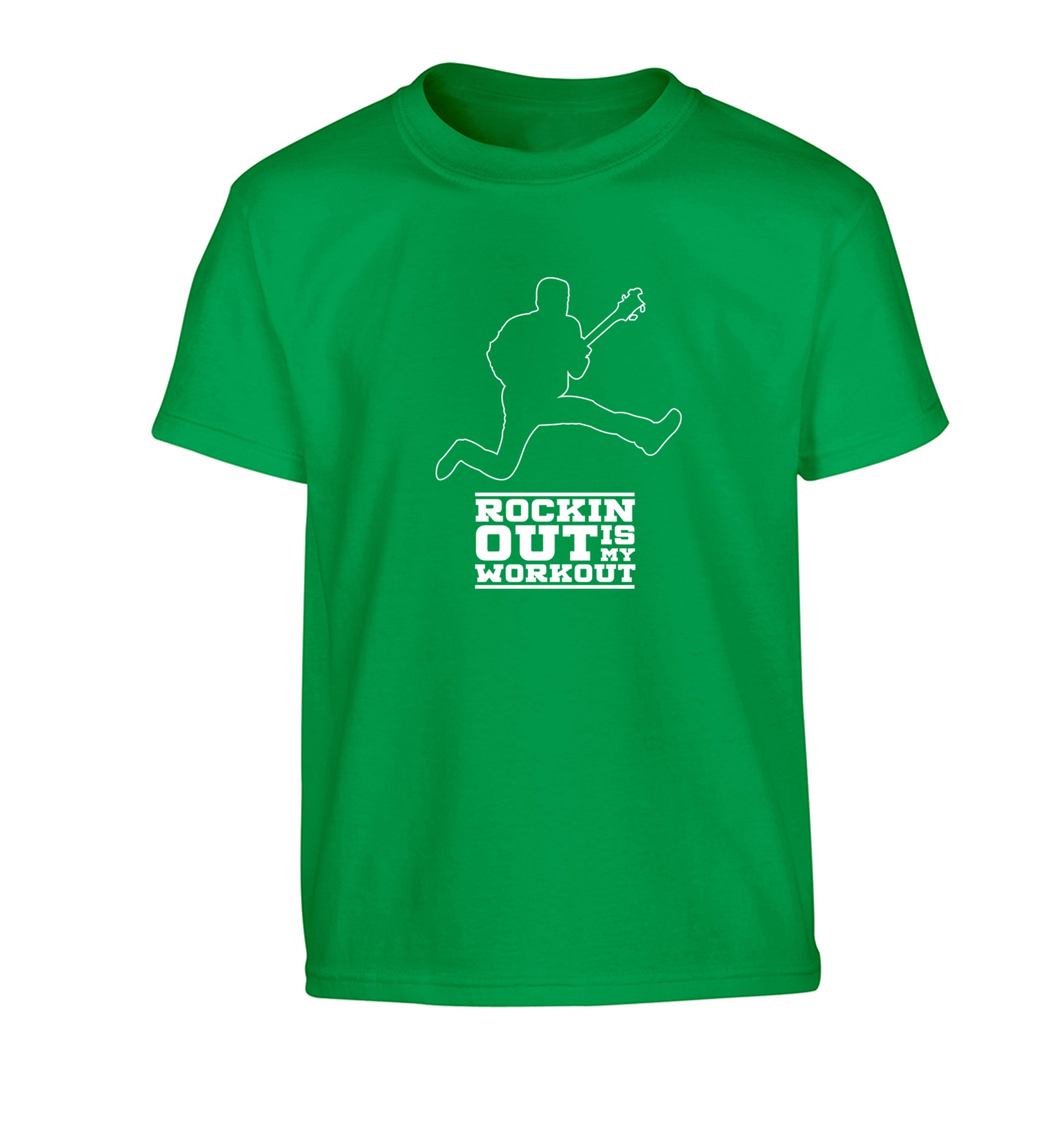 Rockin out is my workout 2 Children's green Tshirt 12-13 Years