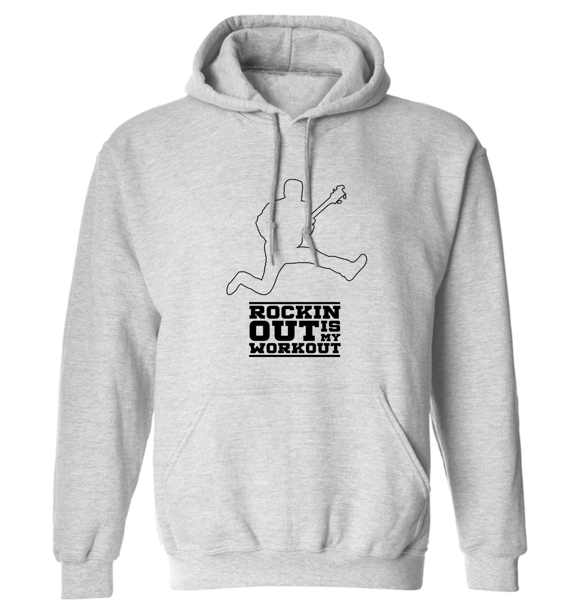 Rockin out is my workout 2 adults unisex grey hoodie 2XL
