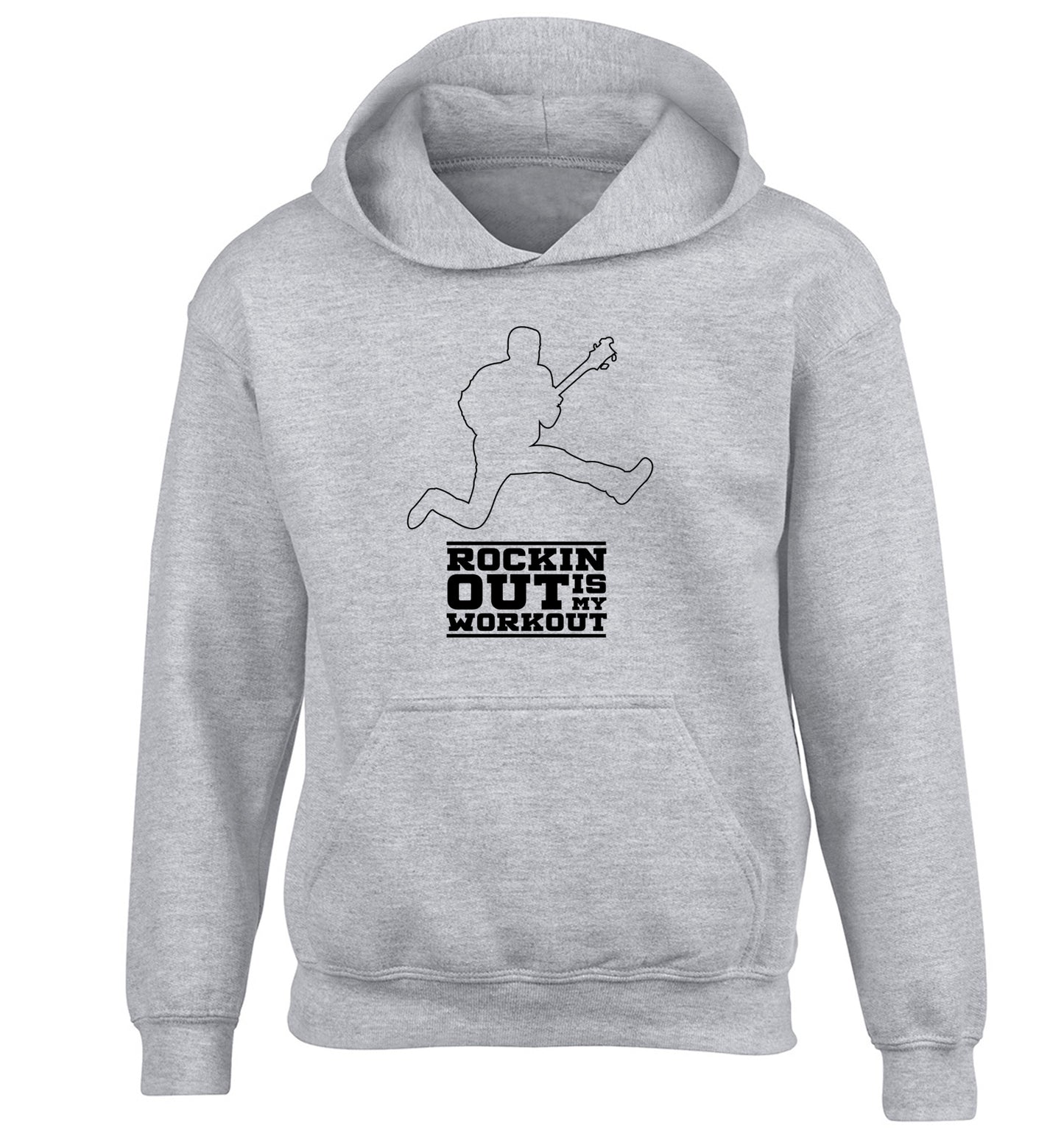 Rockin out is my workout 2 children's grey hoodie 12-13 Years
