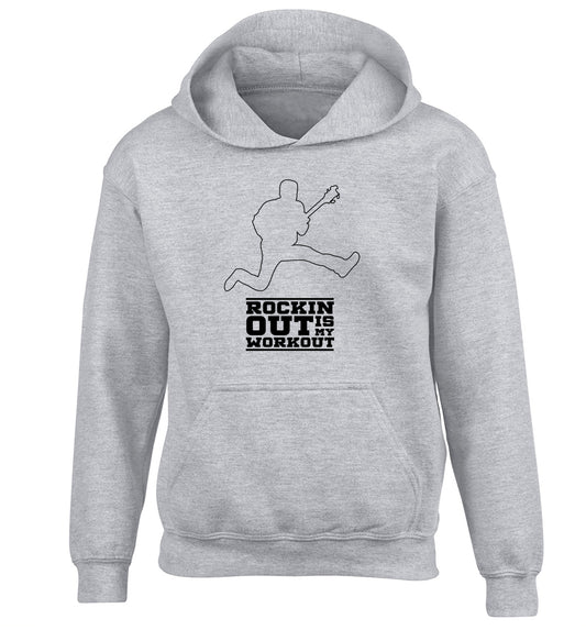 Rockin out is my workout 2 children's grey hoodie 12-13 Years