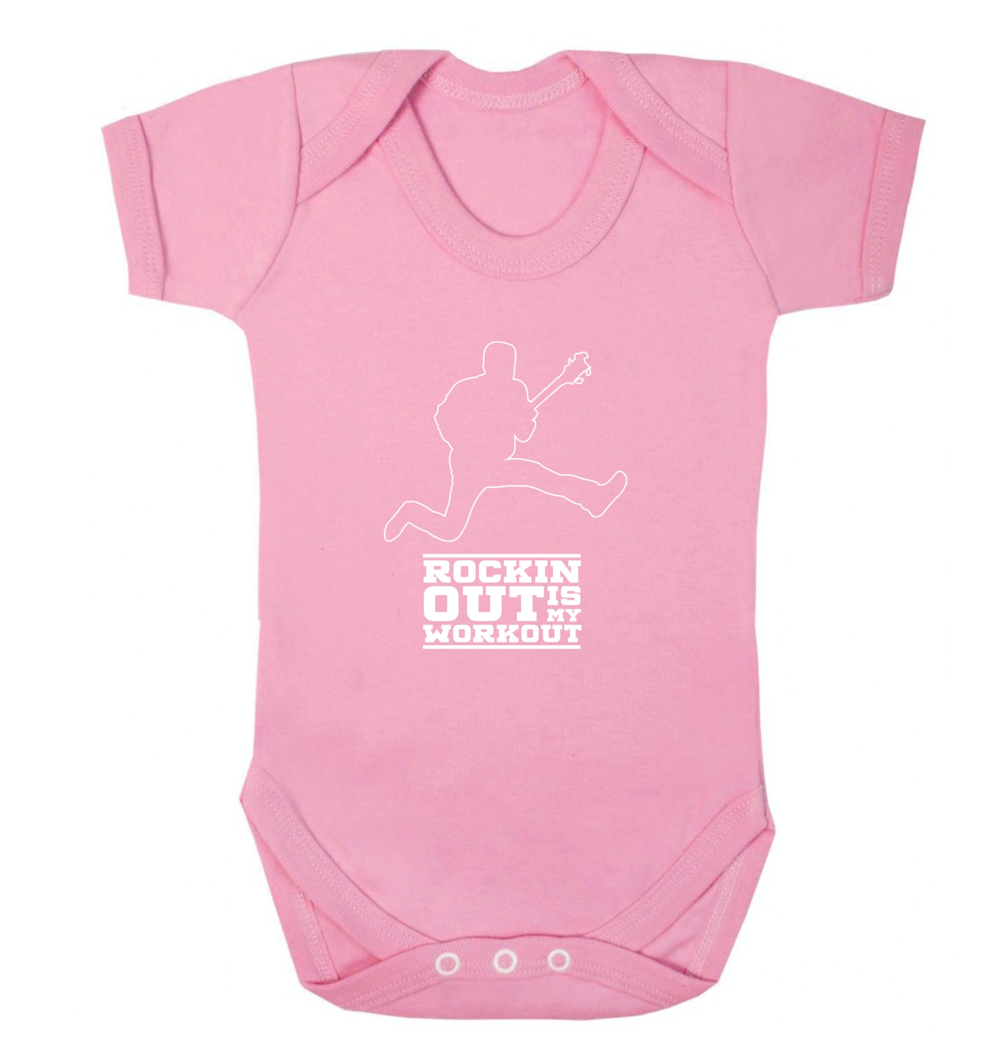 Rockin out is my workout 2 Baby Vest pale pink 18-24 months