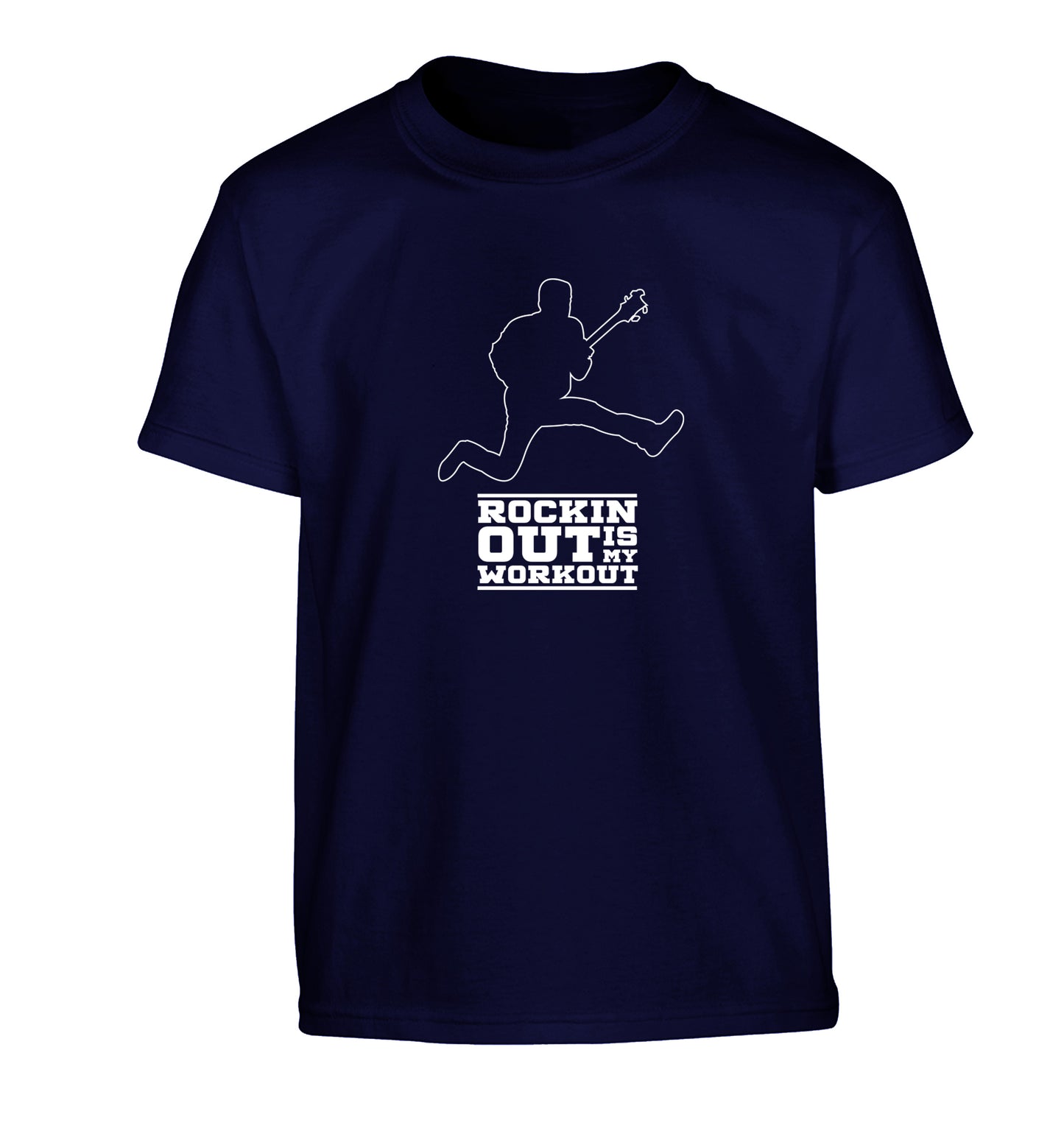 Rockin out is my workout 2 Children's navy Tshirt 12-13 Years