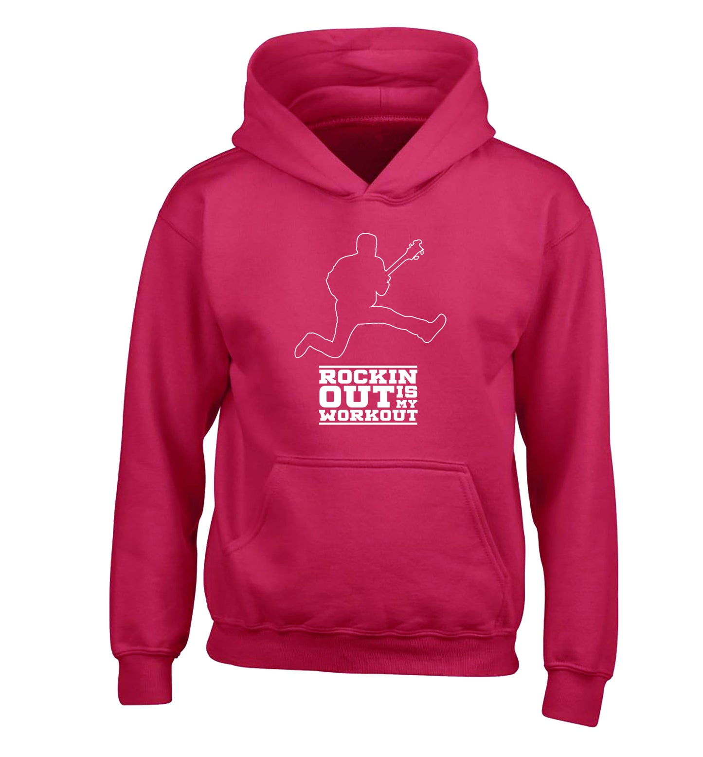 Rockin out is my workout 2 children's pink hoodie 12-13 Years