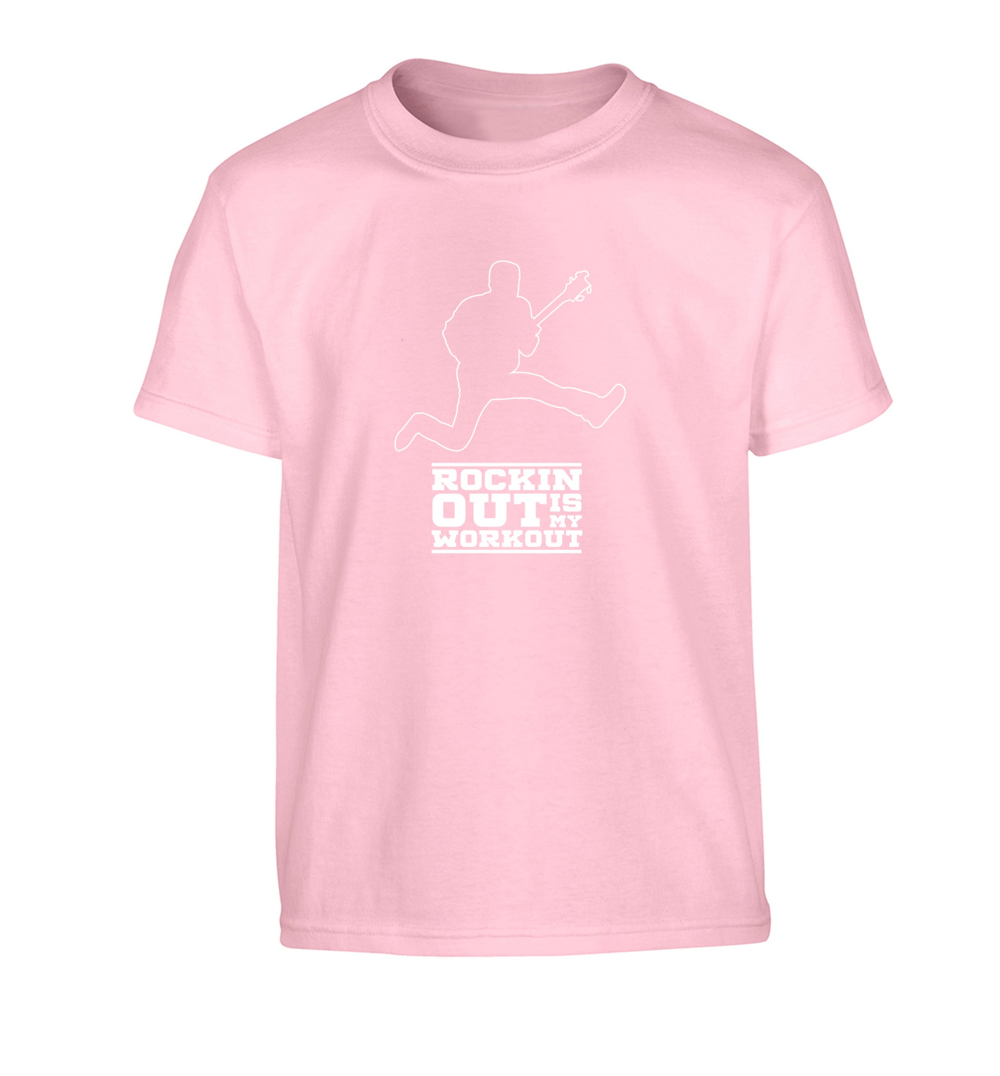 Rockin out is my workout 2 Children's light pink Tshirt 12-13 Years