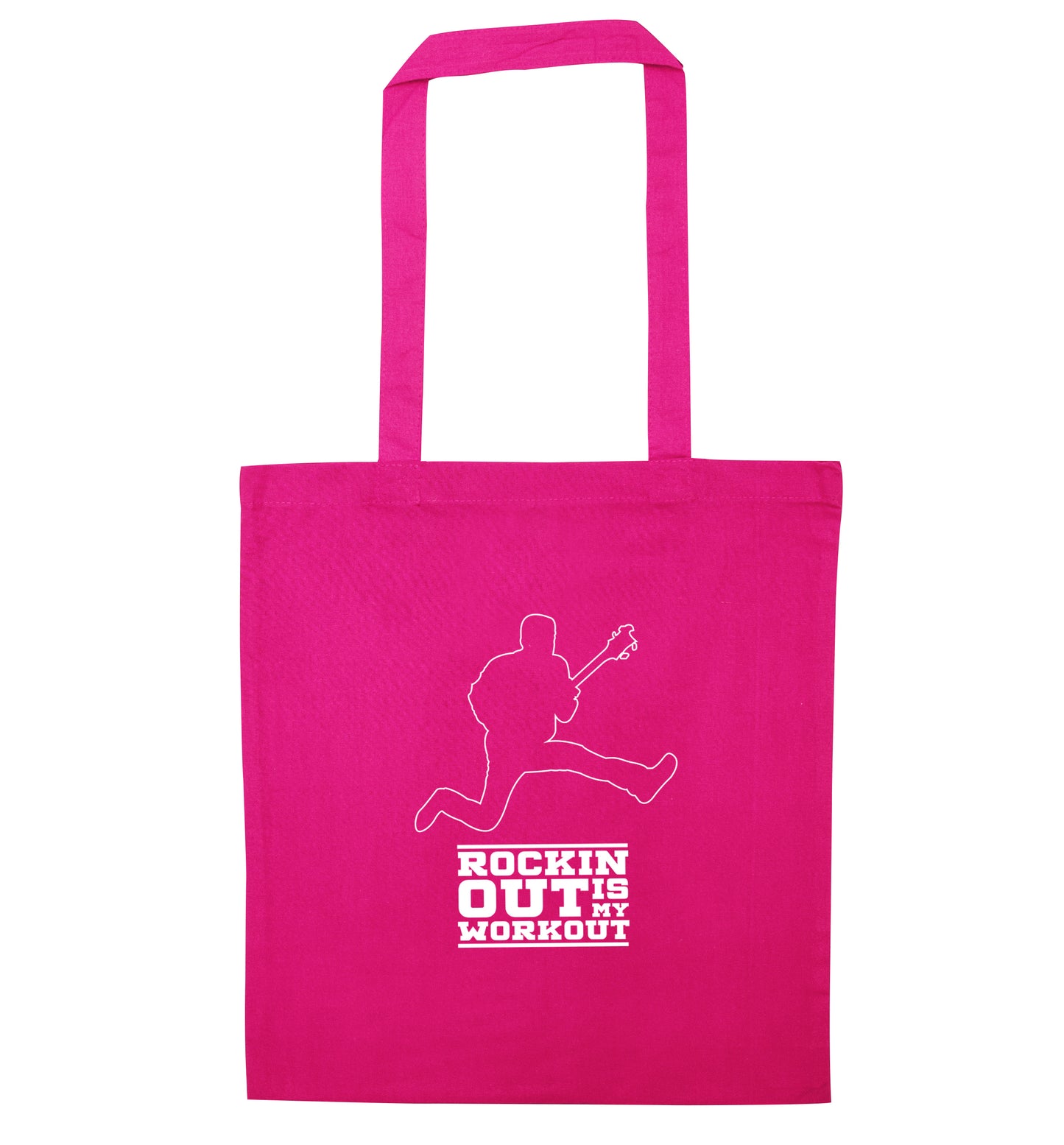 Rockin out is my workout 2 pink tote bag