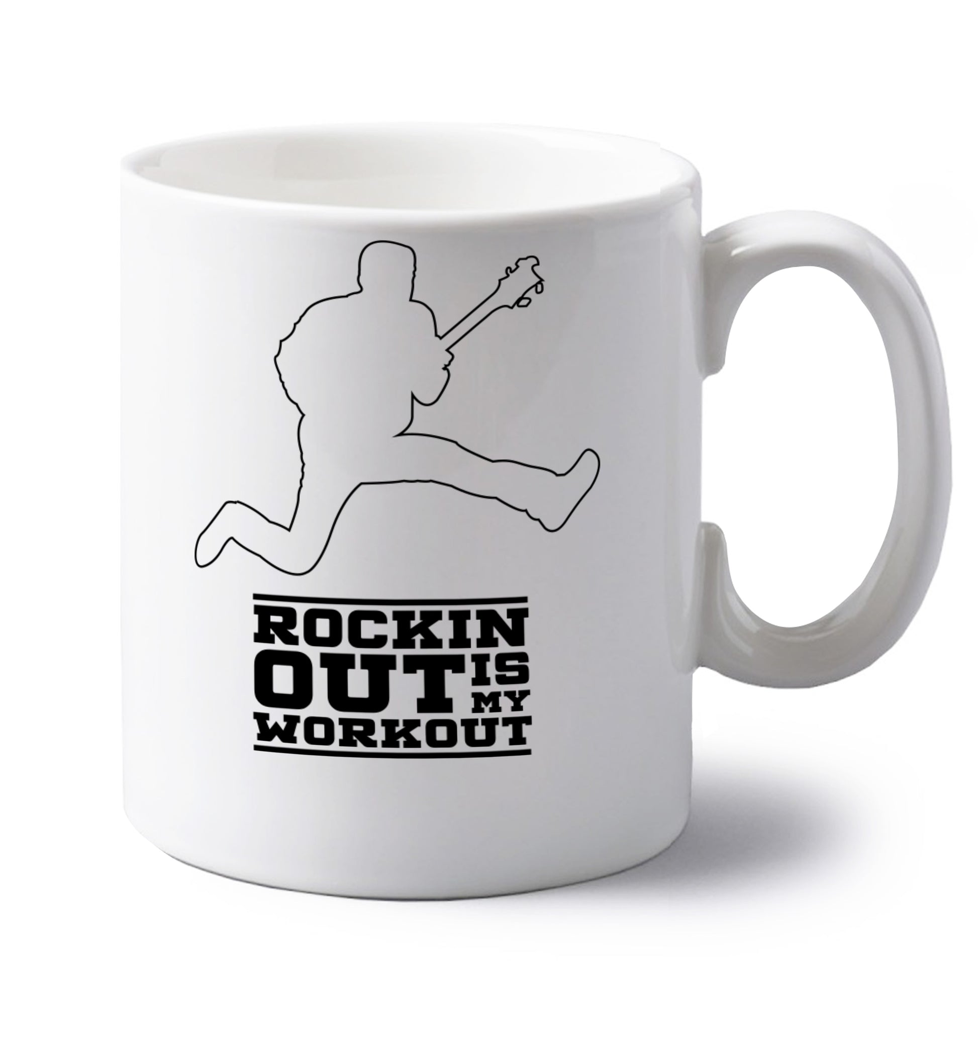 Rockin out is my workout 2 left handed white ceramic mug 