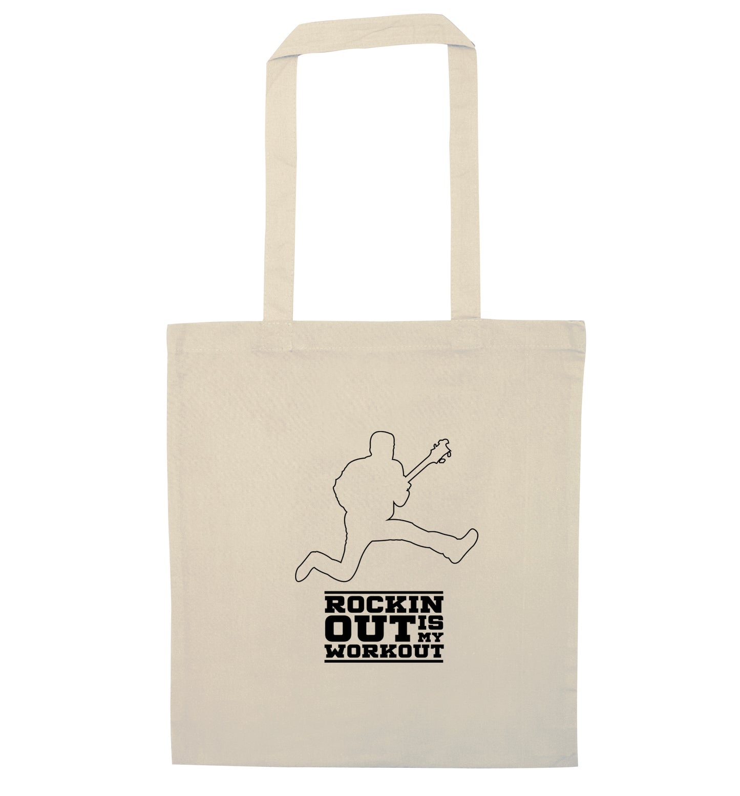 Rockin out is my workout 2 natural tote bag