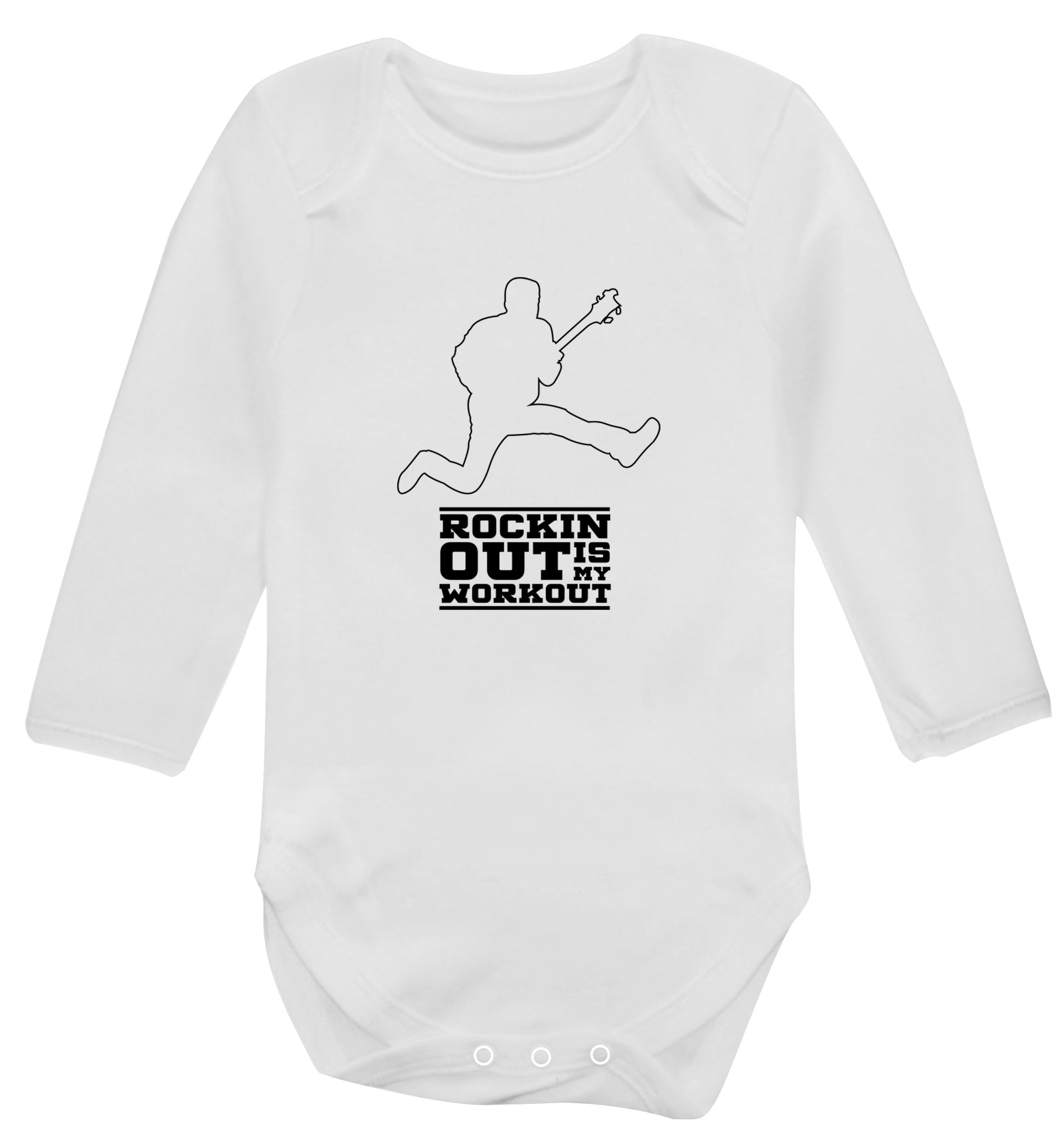Rockin out is my workout 2 Baby Vest long sleeved white 6-12 months