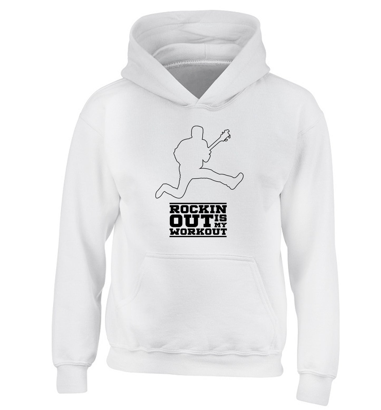 Rockin out is my workout 2 children's white hoodie 12-13 Years