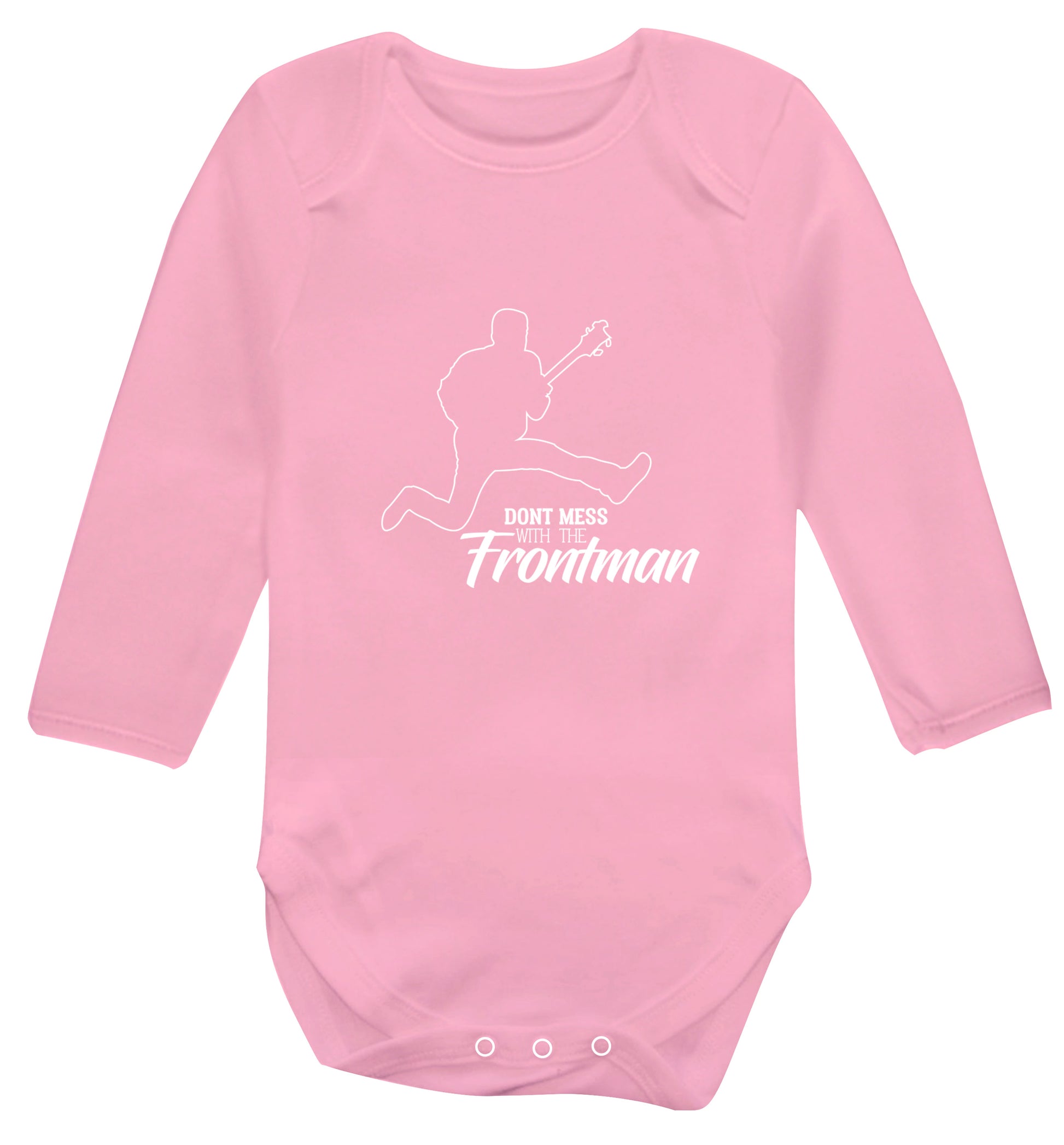 Don't mess with the frontman Baby Vest long sleeved pale pink 6-12 months