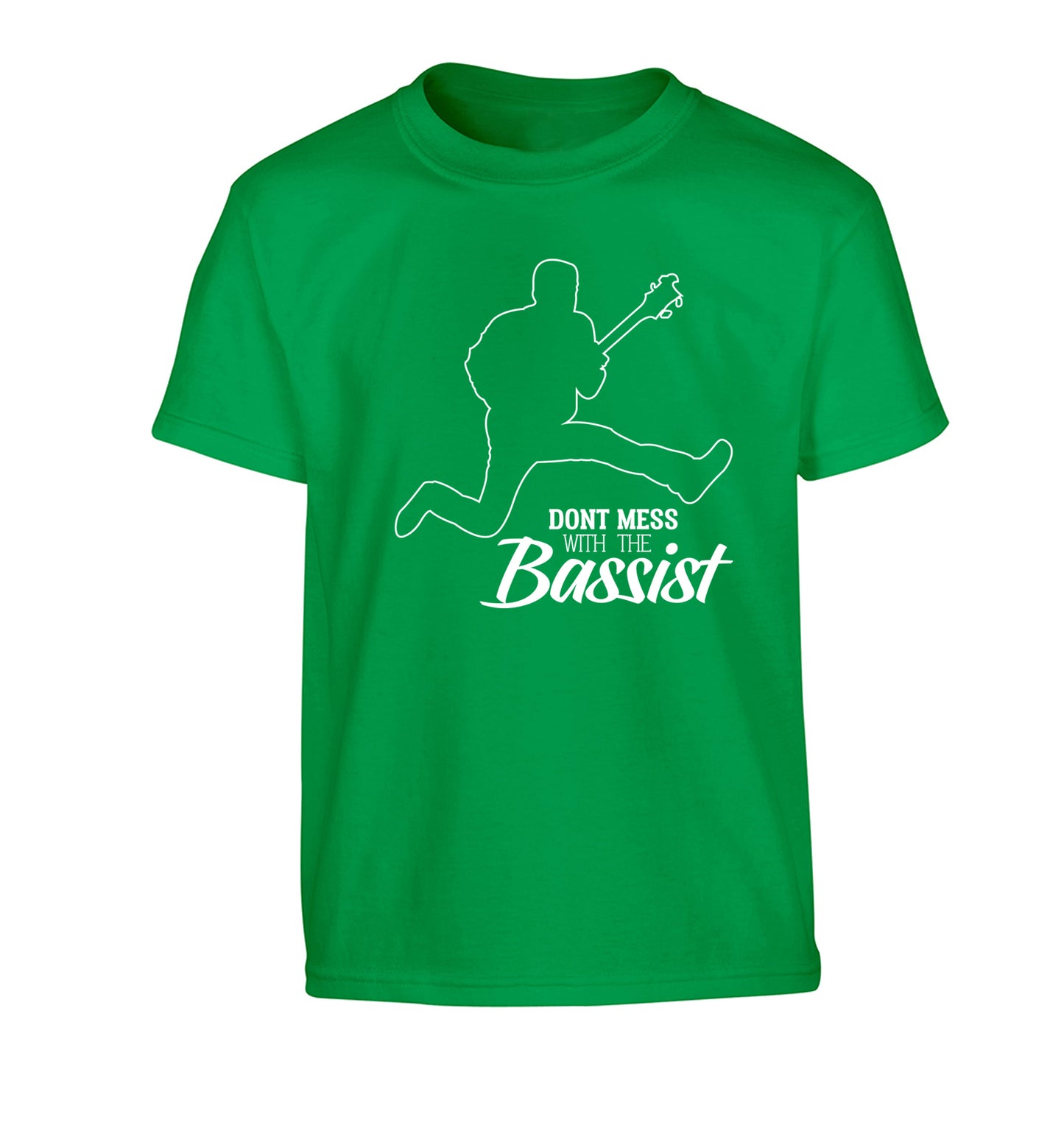 Dont mess with the bassist Children's green Tshirt 12-13 Years
