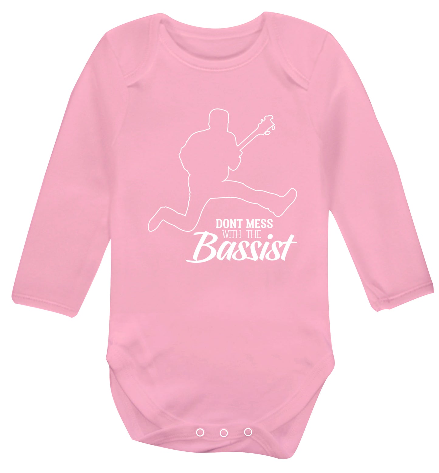Dont mess with the bassist Baby Vest long sleeved pale pink 6-12 months