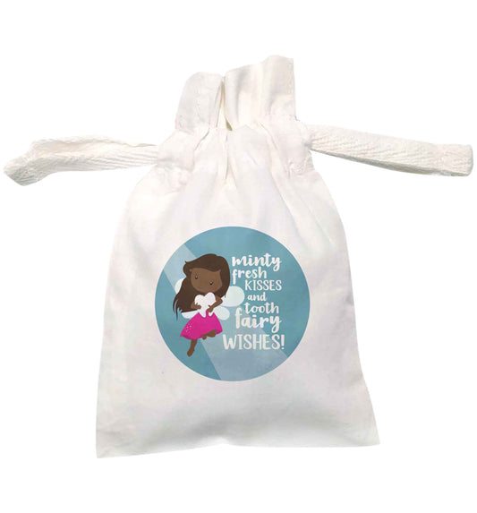 Minty fresh kisses and tooth fairy wishes  | XS drawstring pouch | Organic Cotton Bag
